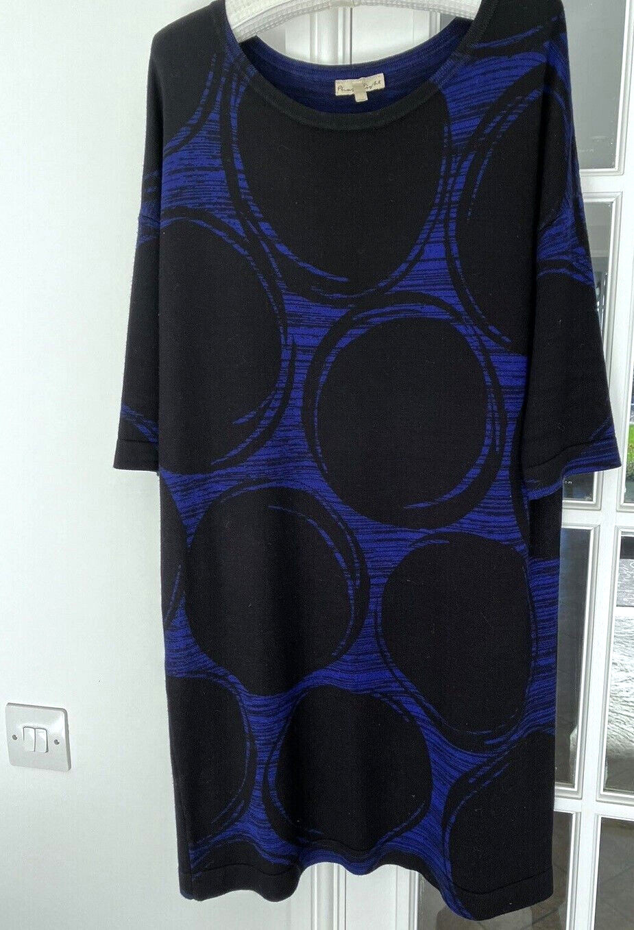 Phase Eight Black & Cobalt Blue Sammy Spot Knitted Dress Size 12