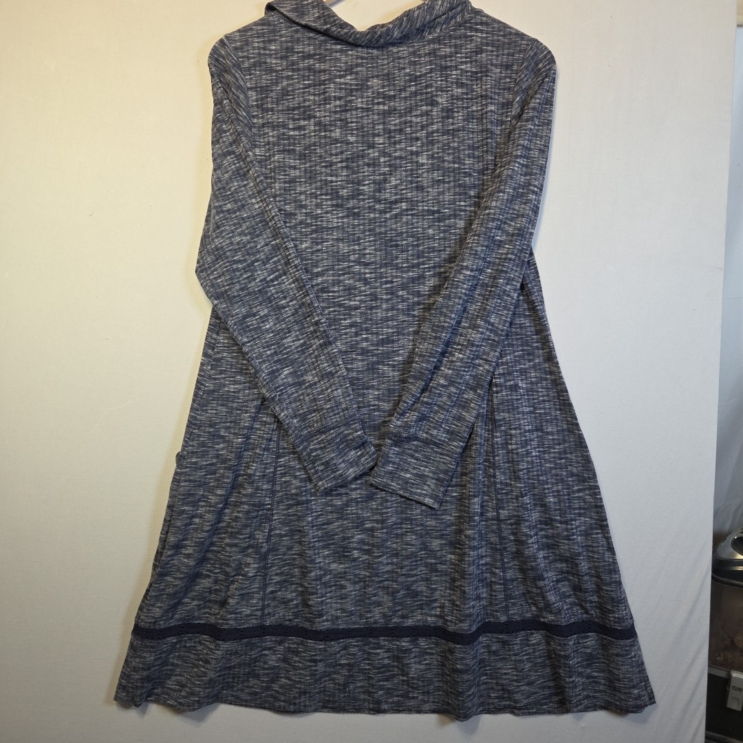 CHRIS McLaughlin Womens Size 12 Blue Space Dye Knit Dress Cowl Neck Pockets