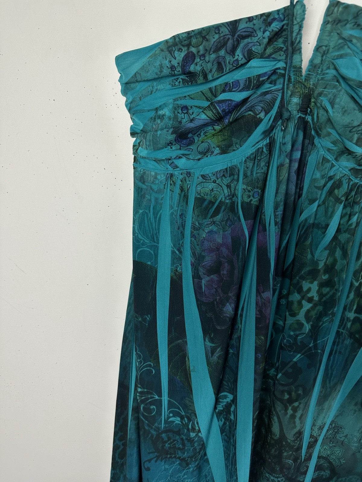 Vtg City Triangles Halter Dress Green Abstract Y2K 90s Whimsigoth Forest Fairy M
