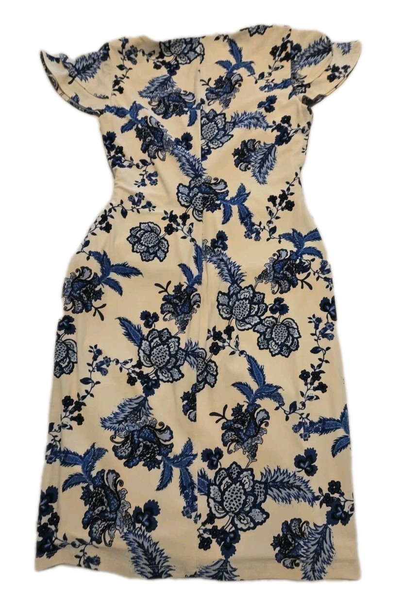 Ralph Lauren Womens White Short Sleeve Surplice Floral Dress Petite Size P2XS