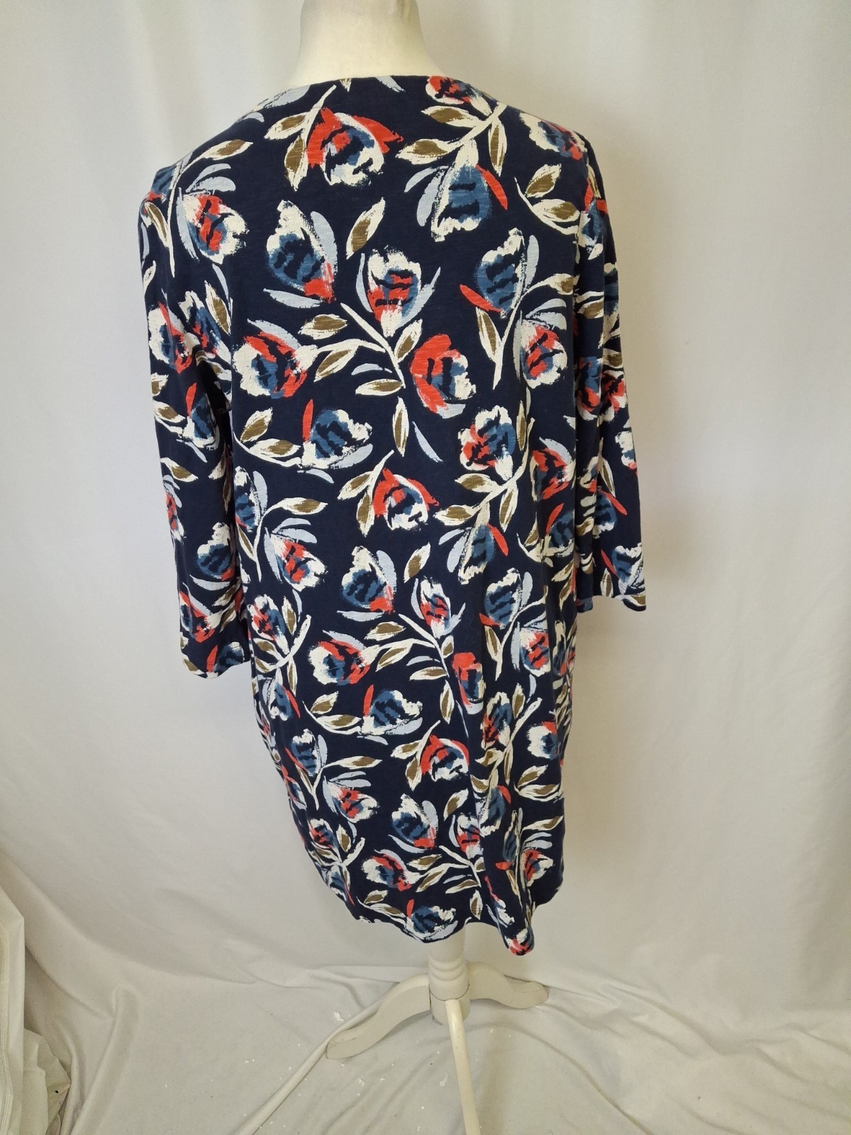 Seasalt Cornwall Shore Foraging Tunic Dress Pockets navy Blue Floral Long Sleeve