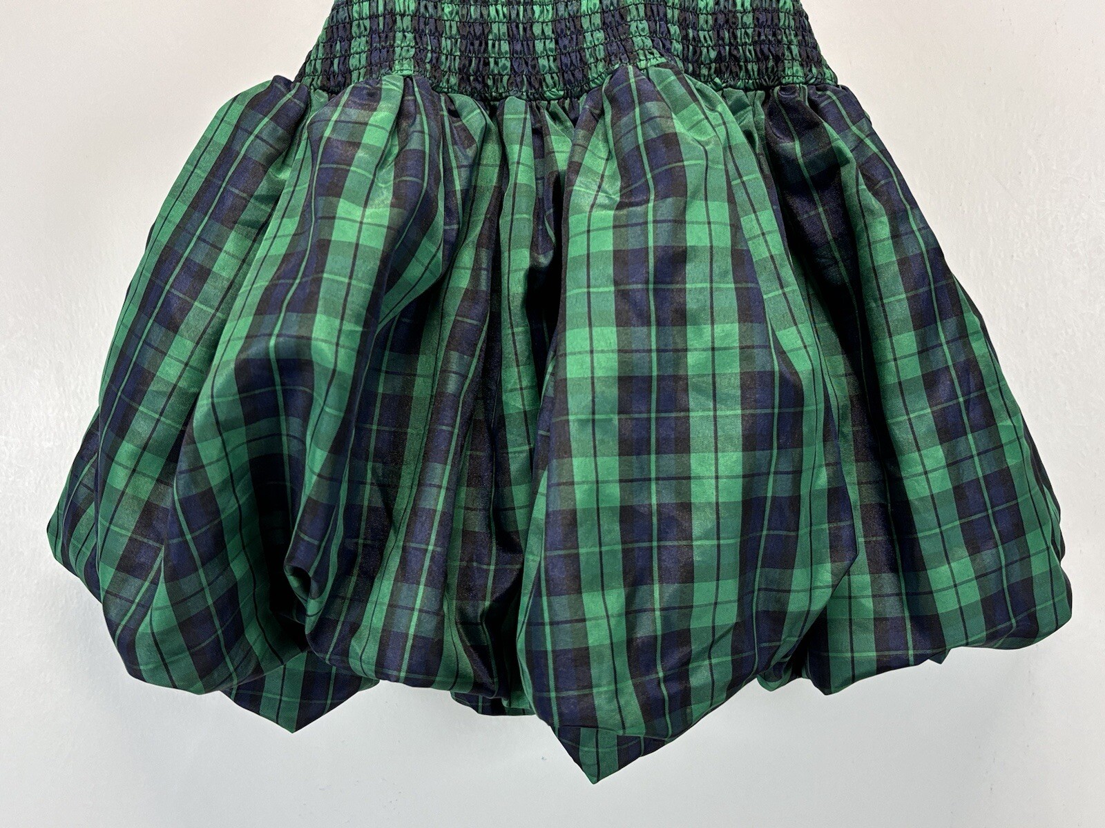 Luella Bartley for Target Mini Bubble Dress Sz 1 Green Navy Tartan Plaid Emo