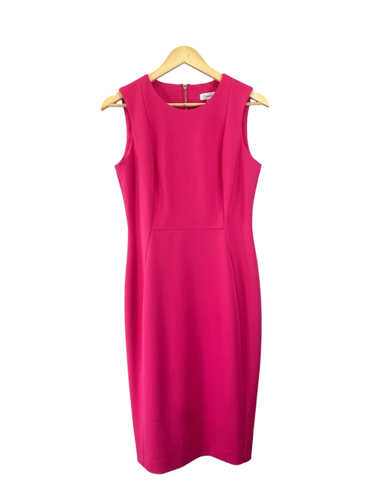Calvin Klein Sleeveless Pink Sheath Dress With Back Zipper Closure Size 6