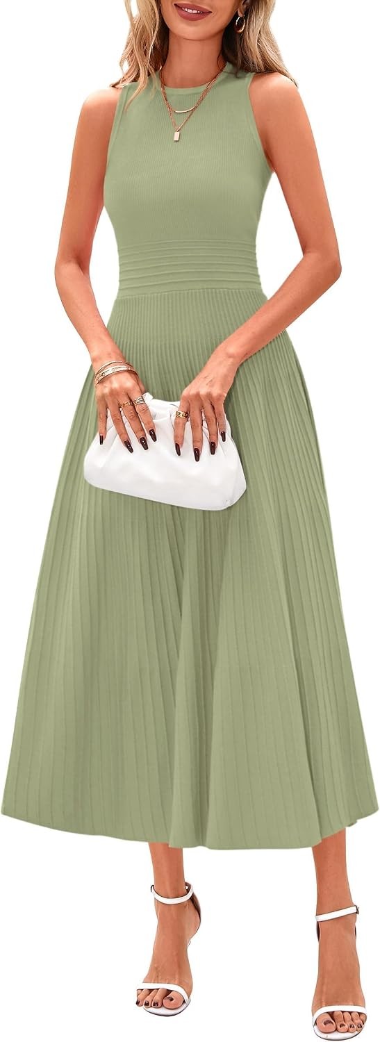 Spring Casual Dresses for Women 2026 Summer Business Work Midi Sleeveless A Line