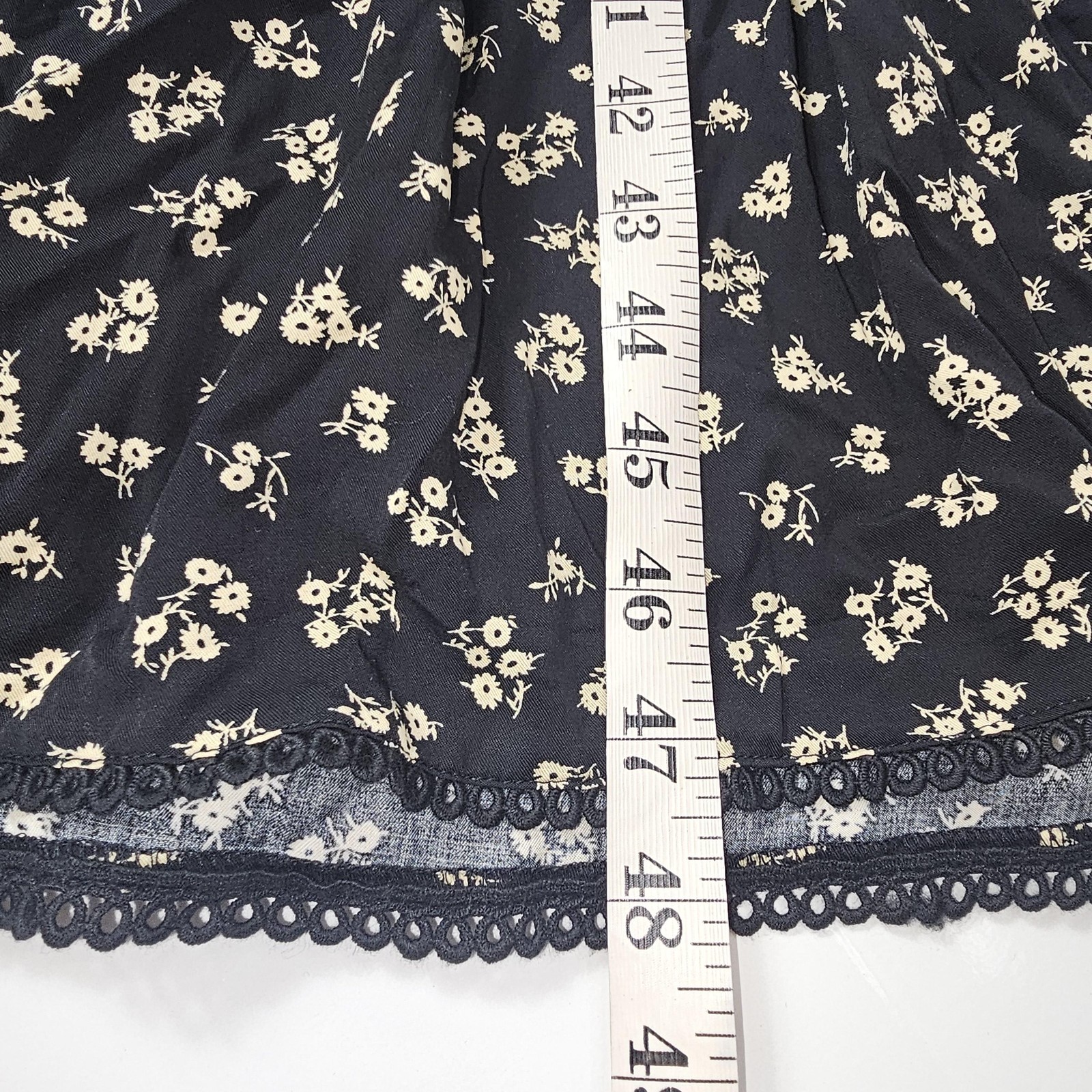 Lost + Wander Twilight DreamsDress Black Floral Smocked Long Sleeve Midi Boho S