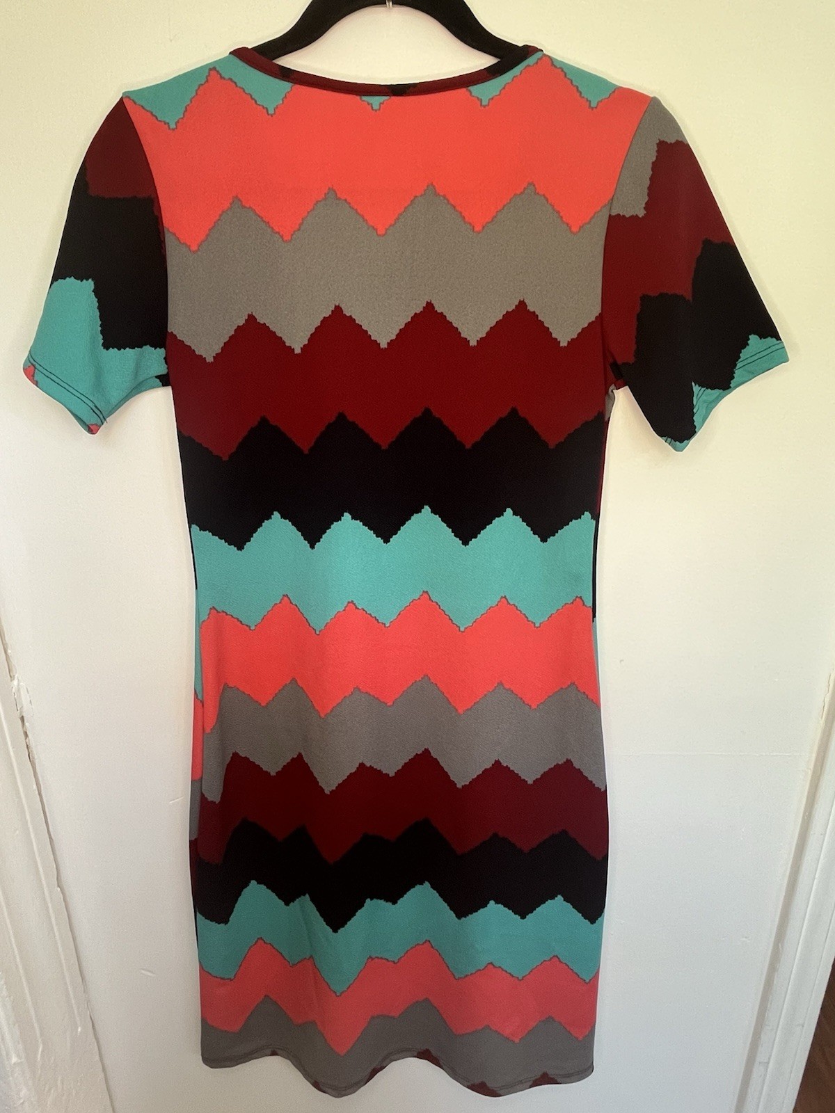 Vibrant Colorblock Chevron Pattern Shift Dress Women’s Size Small Made in USA