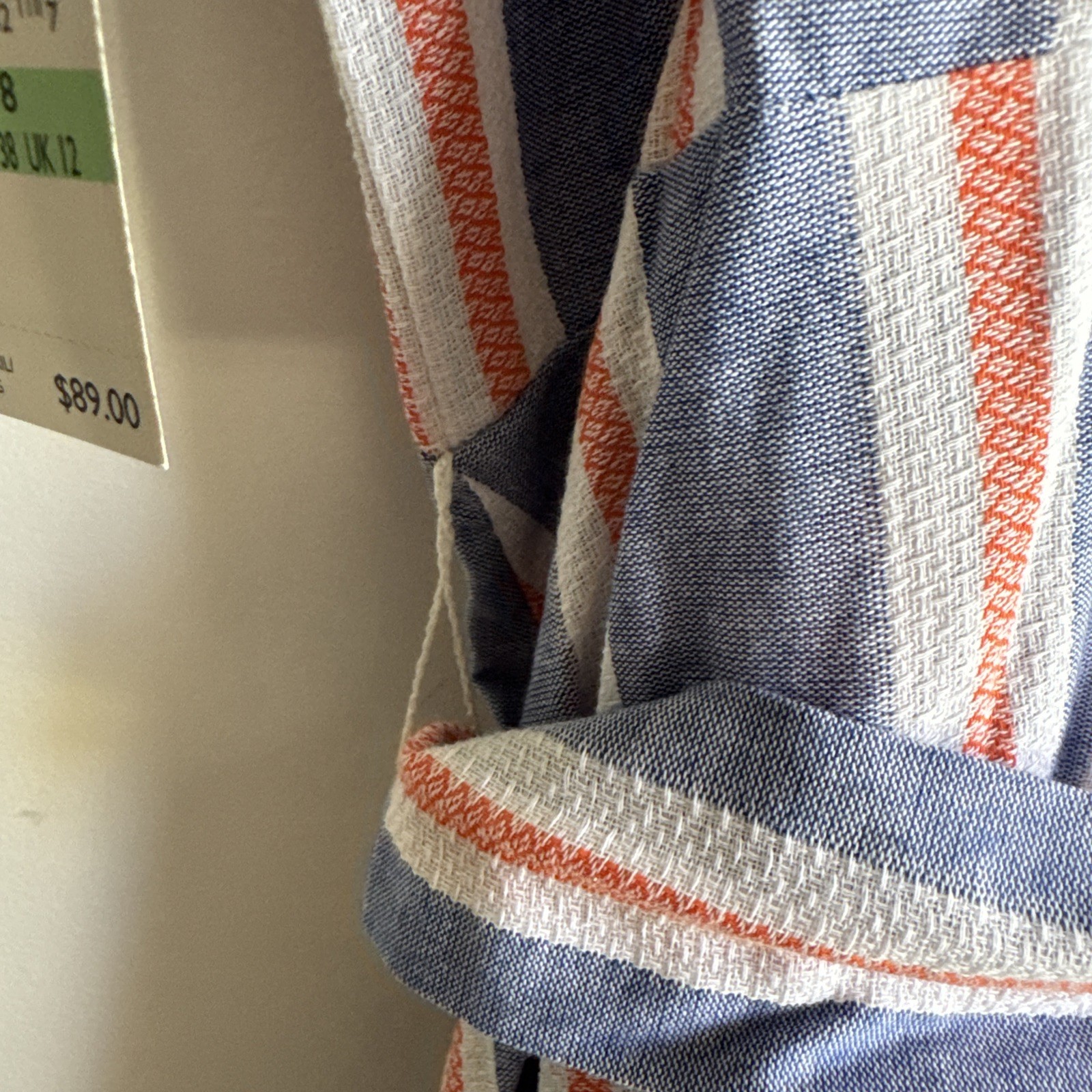Nine West Blue Orange White Stripe Denim Print Sunkiss Sundress Women’s Size 8