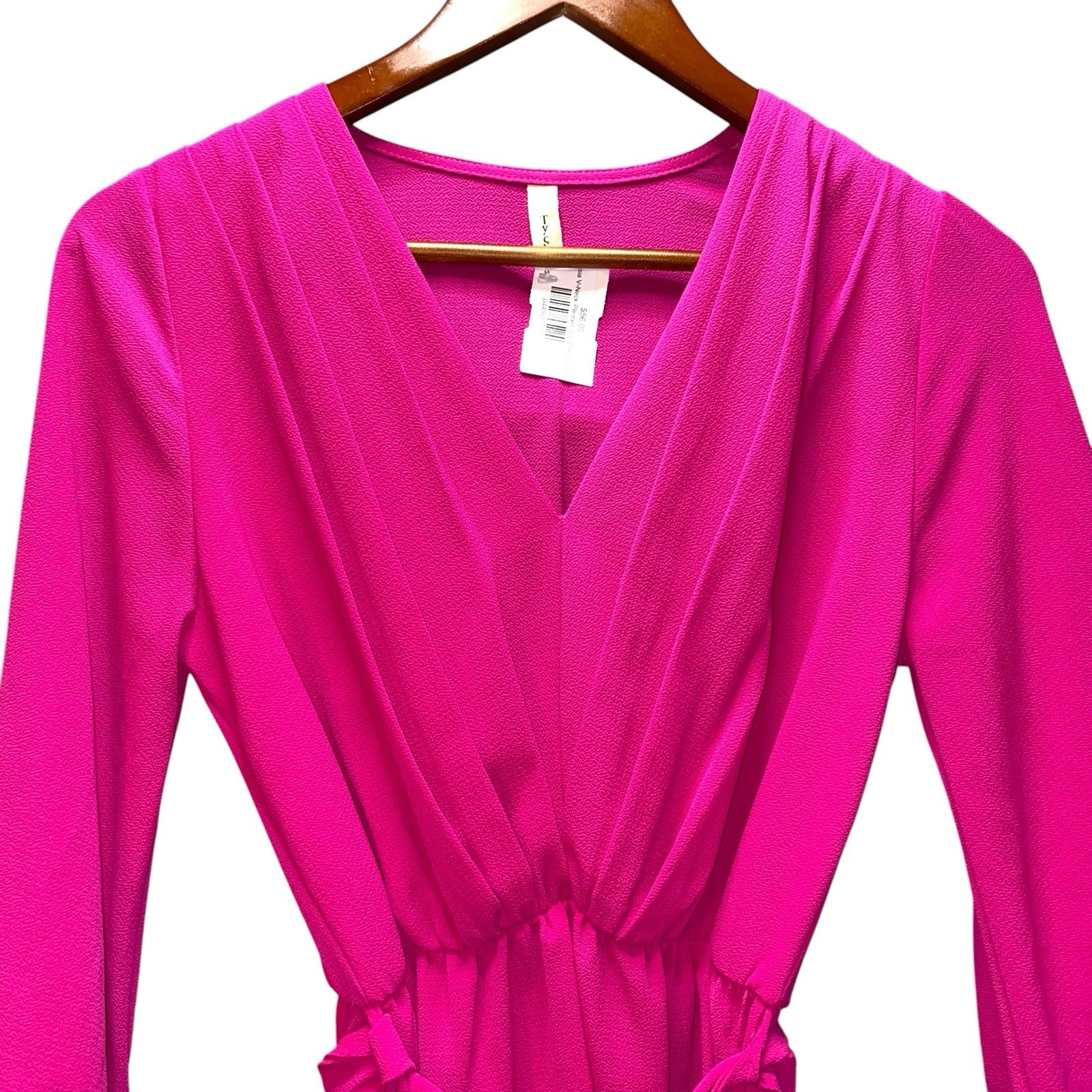 NEW Tyche Fuchsia V-Neck Bodice Evening Date Event MIDI Dress Women’s Small