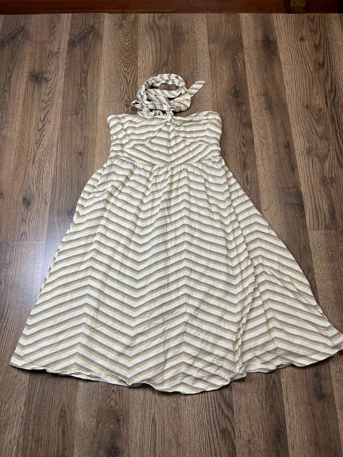 Old Navy Dress, Women’s Size XS, Yellow White Brown, Striped, A-line, Halter