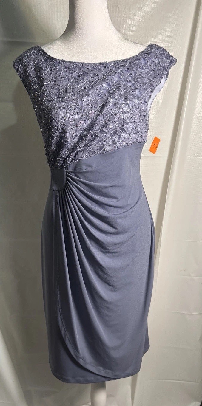 connected Apparel Women’s Silver Sequen Dresssequin dress gray 8