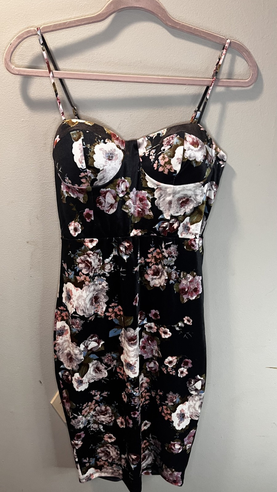 Charlotte Russe Black Floral Bustier Bodycon Midi Dress Small