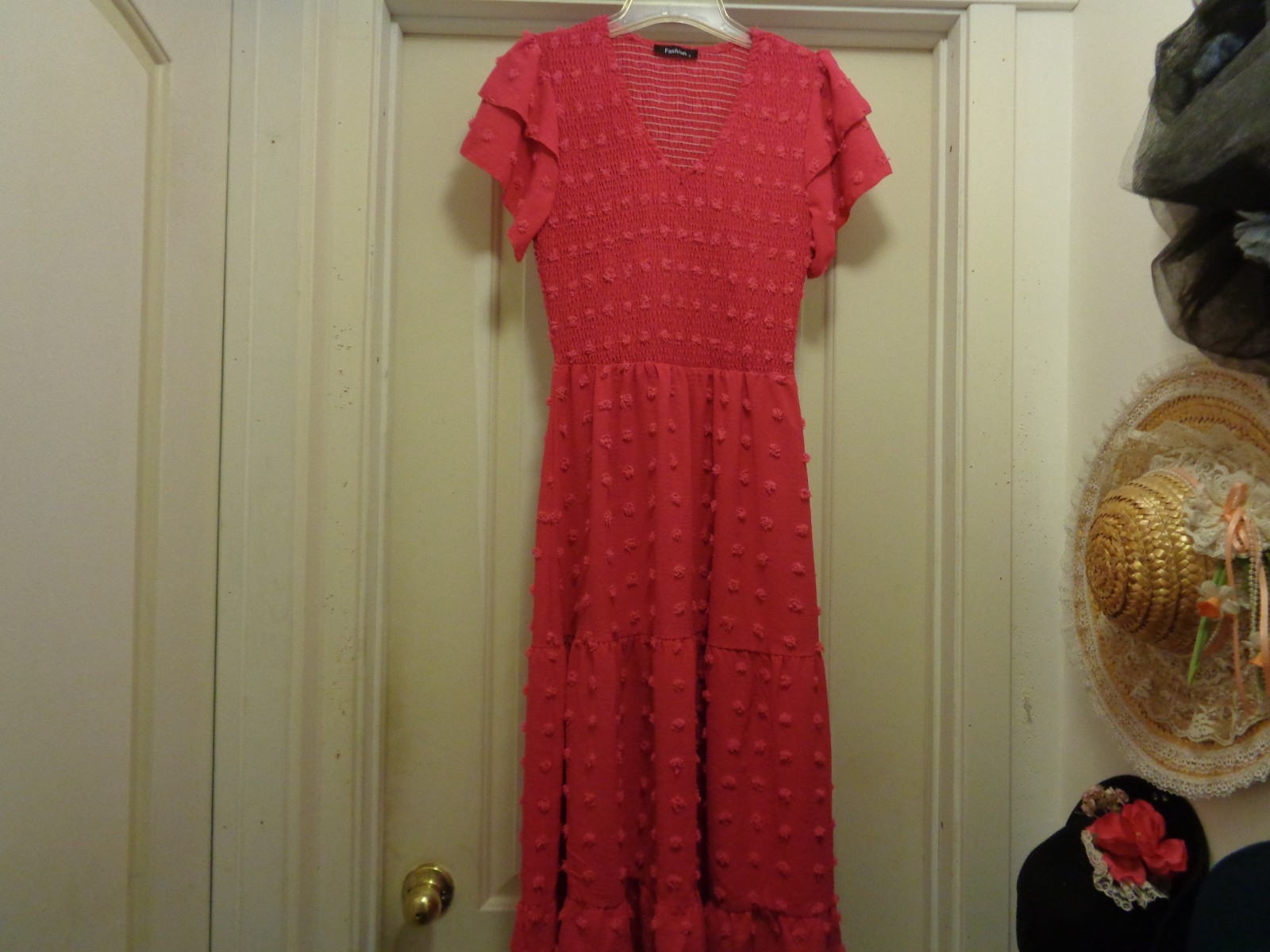 Hot Pink Textures Nubby Romantic Ruffles Midi Dress By Fashion S