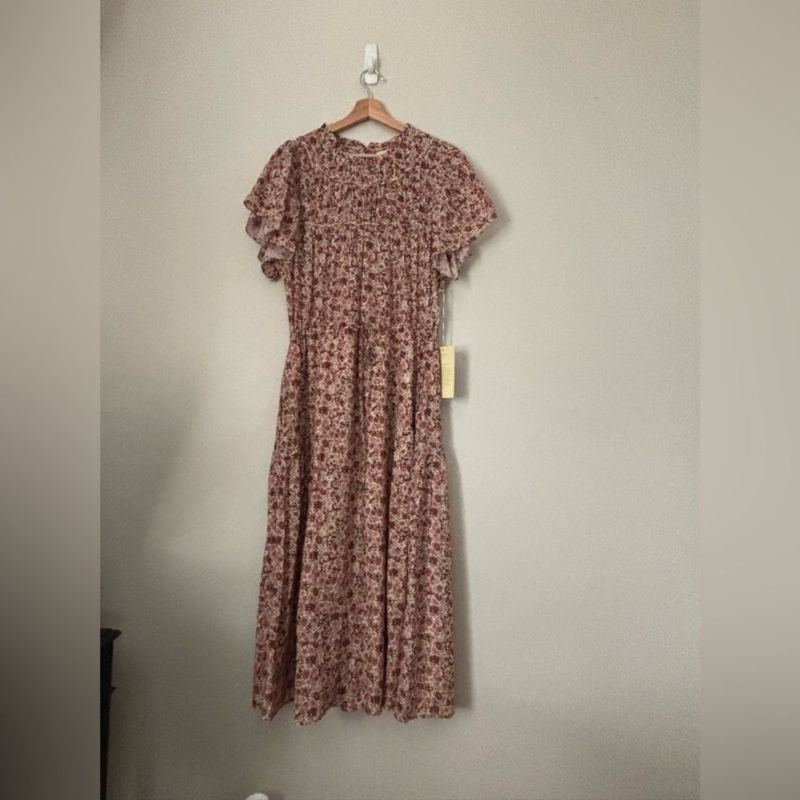 Trovata Floral Flutter Sleeve Midi Dress