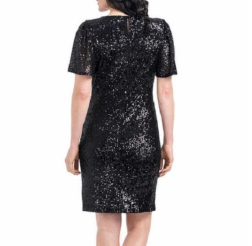 Hilary Radley Black Sequin Midi Dress – Size XS