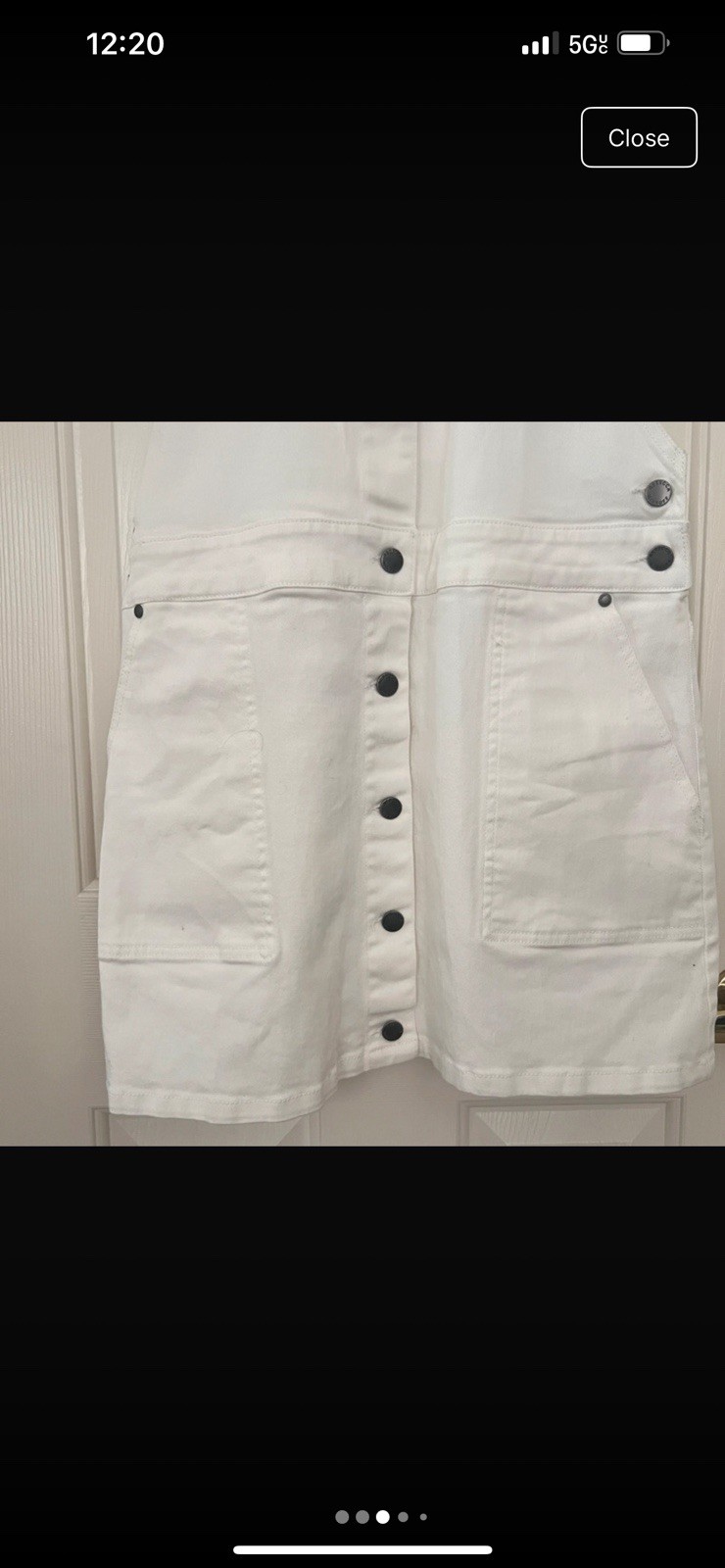 Rebecca Minkoff White Denim Button-Front Overall skirt Square Neck Pockets Large