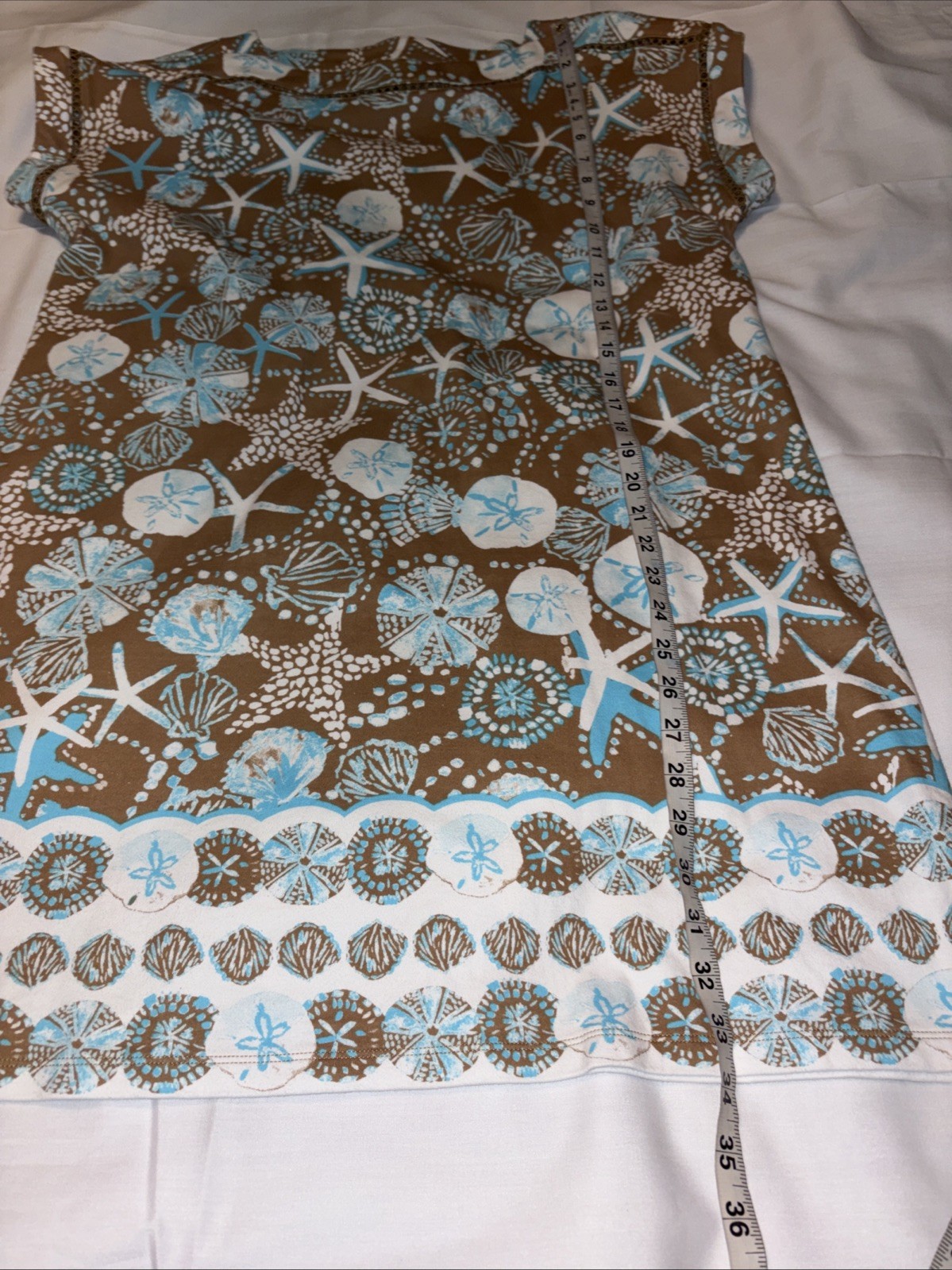 Kim Rogers Medium Dress Starfish Seashell Vacation Perfectly Soft 100% Cotton