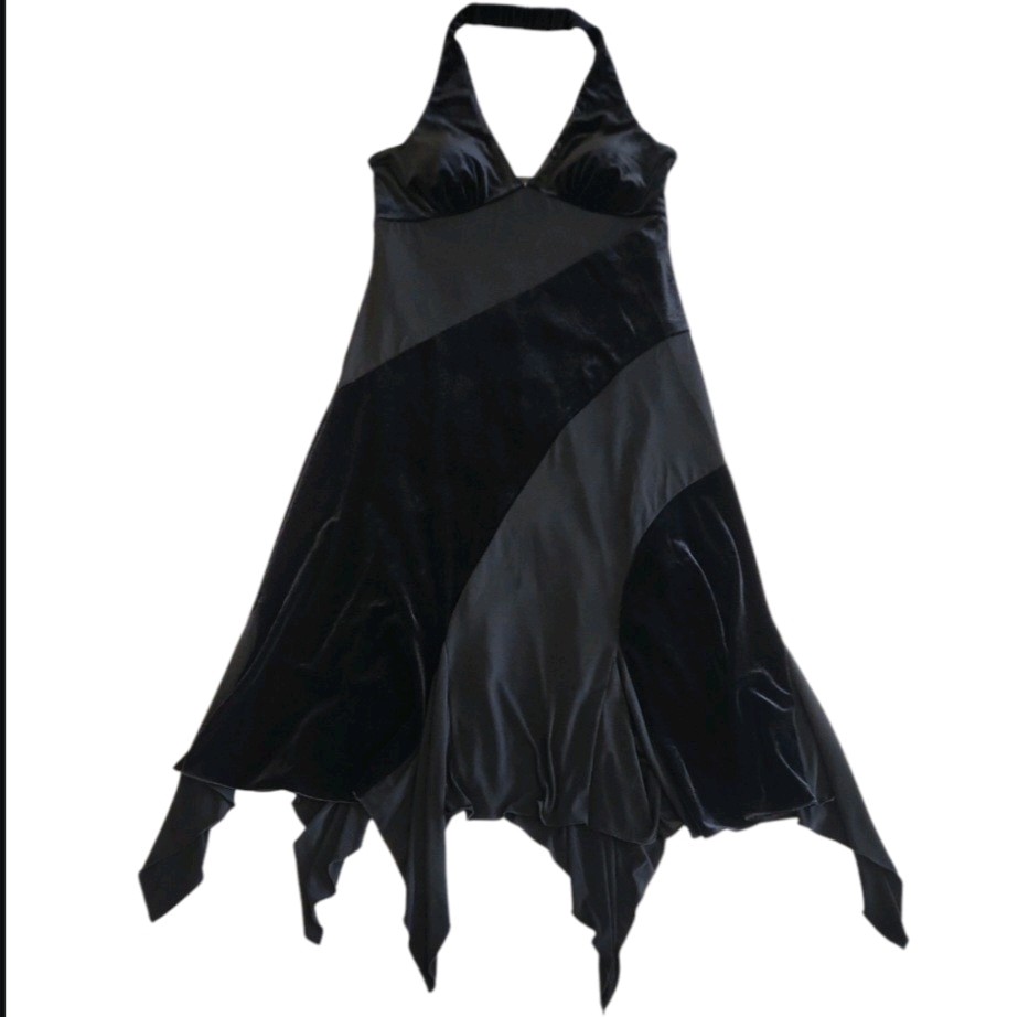 AB Studio Vintage 90s NEW Halter Black Maxi Witchy Whismygoth Gothic Women SZ M