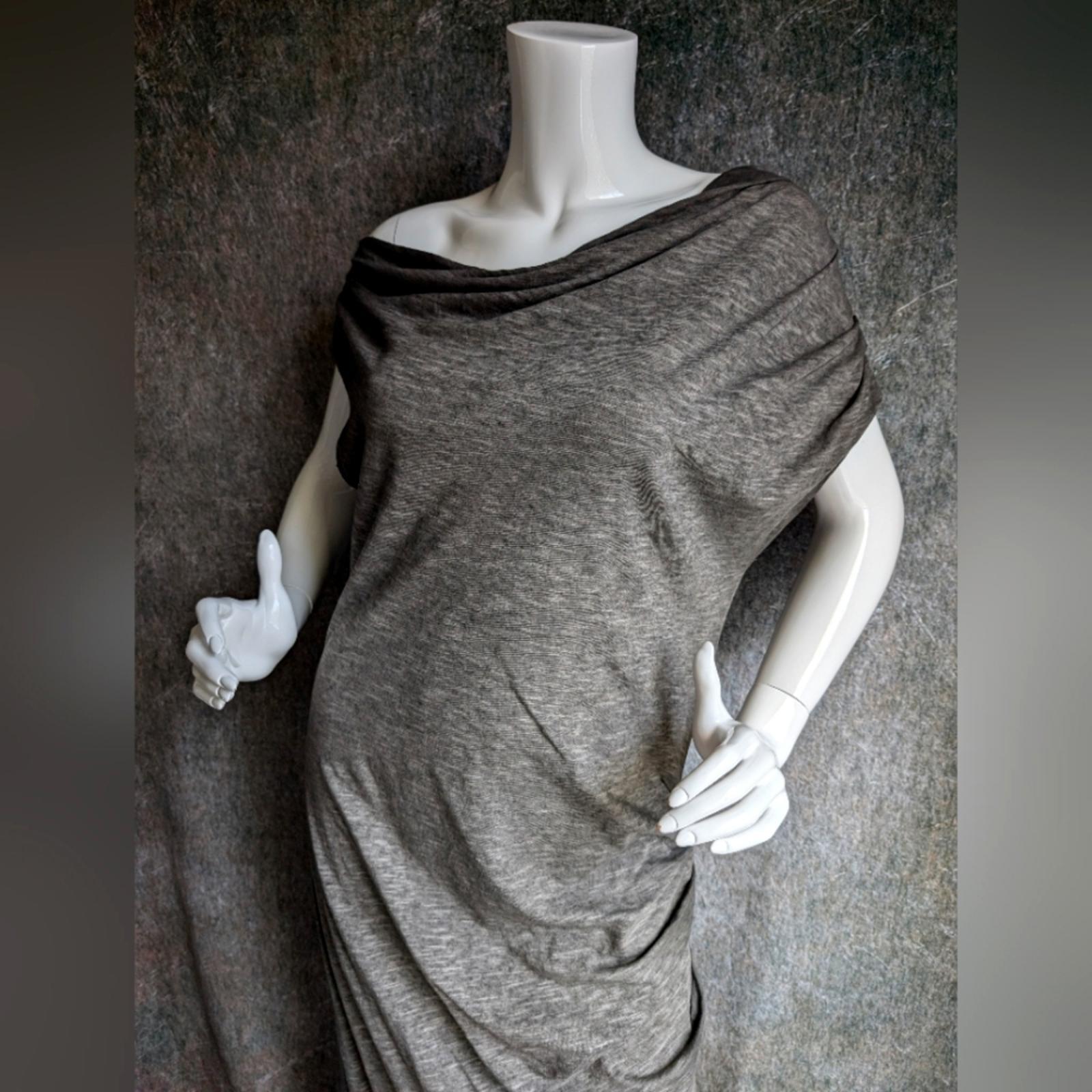 Nostrasantissima Avant garde Draped Off Shoulder Maxi Ruched Dress