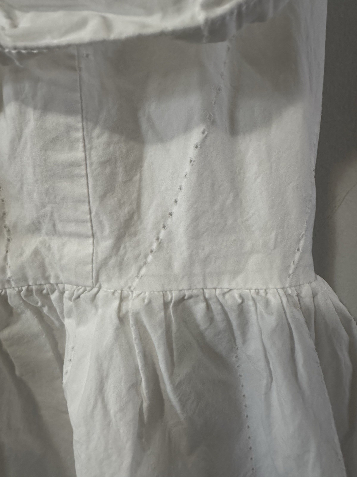 Adam Lippes Collective White Eyelet Ruffle Dress Size 12 Midi Off Shoulder