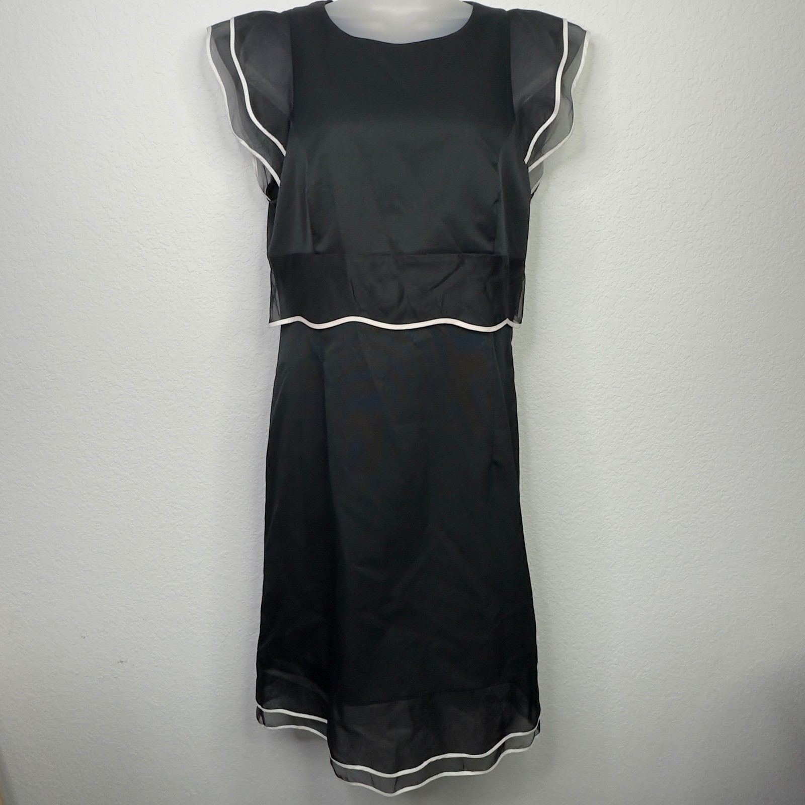 SACHIN & BABI Dress 10 Black Silk Blend Bow Formal Romantic Minimalist Luxury