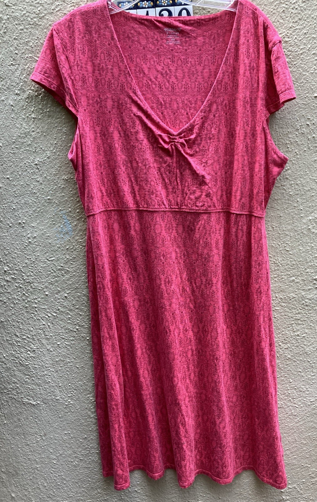 Toad&Co Salmon Pink Dress XL Organic Cotton Tencel Midi/Below Knee