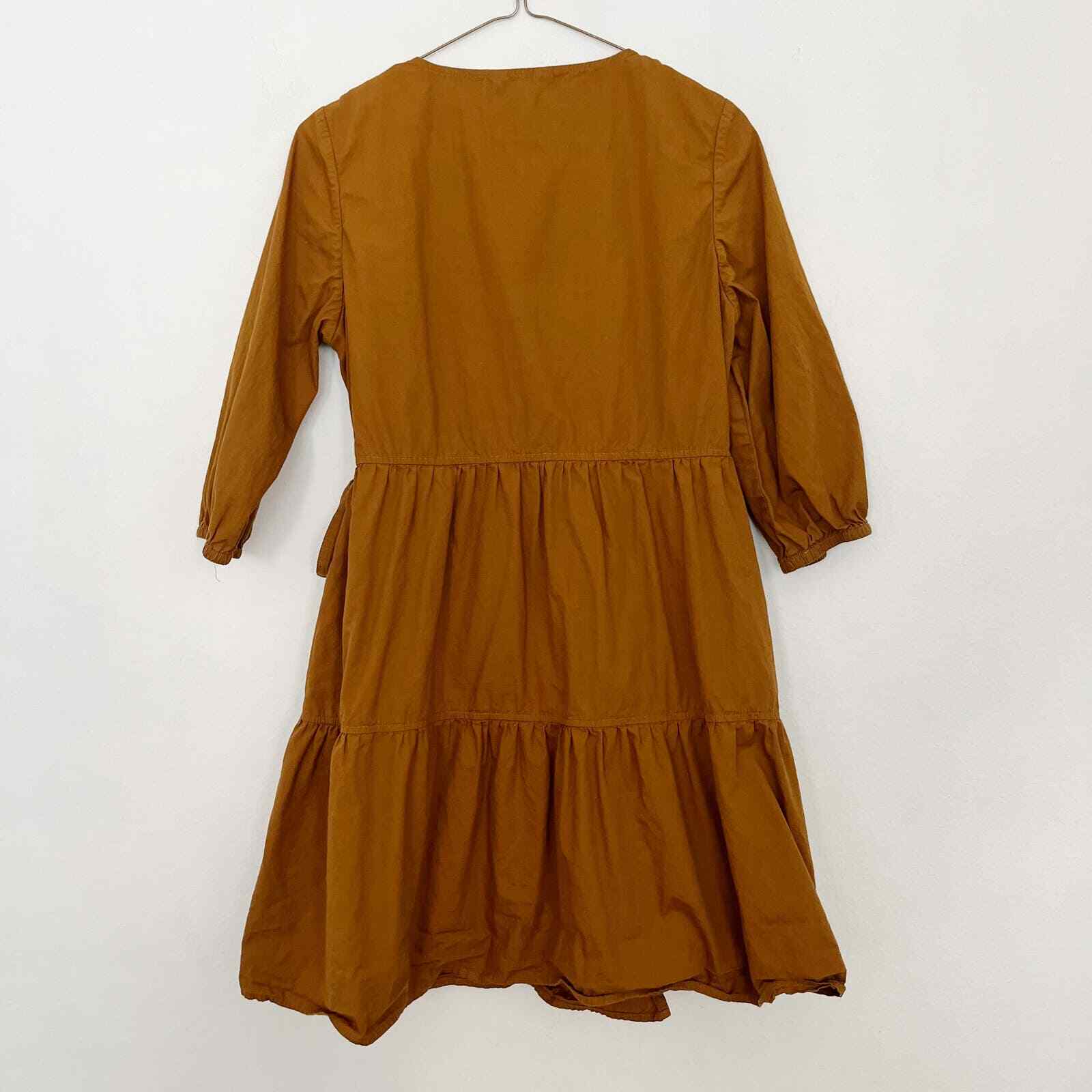 .Object Dress Womens Size 38 US Medium Caramel Brown Mini Tiered 3/4 Sleeve