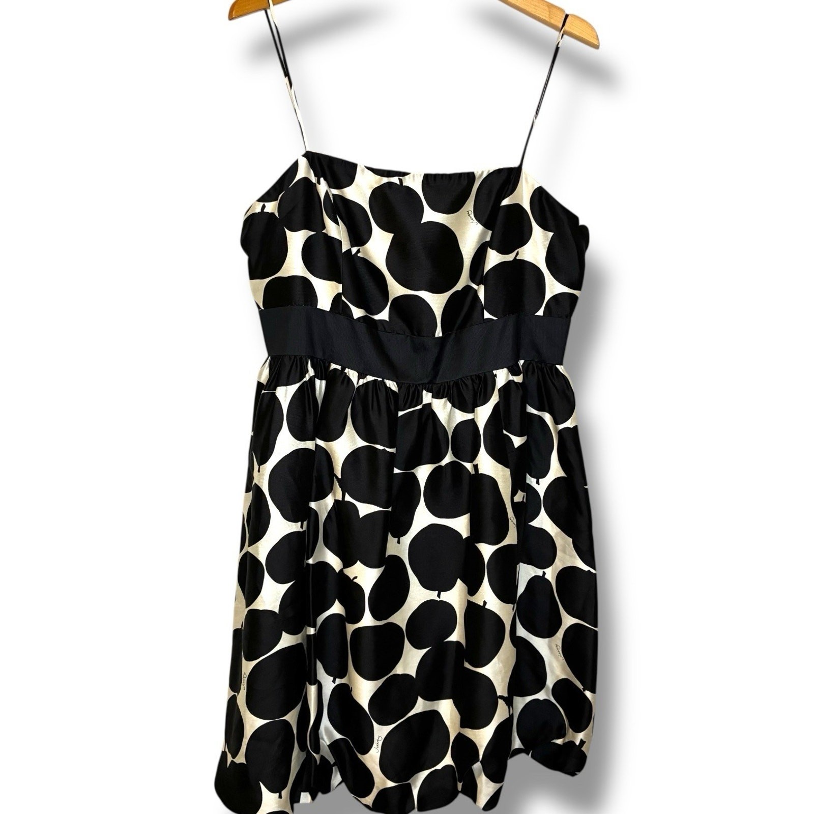 Juicy Couture Dress Size 12 Silk Apple & Pears Bubble Hem Party Dress Black Ecru