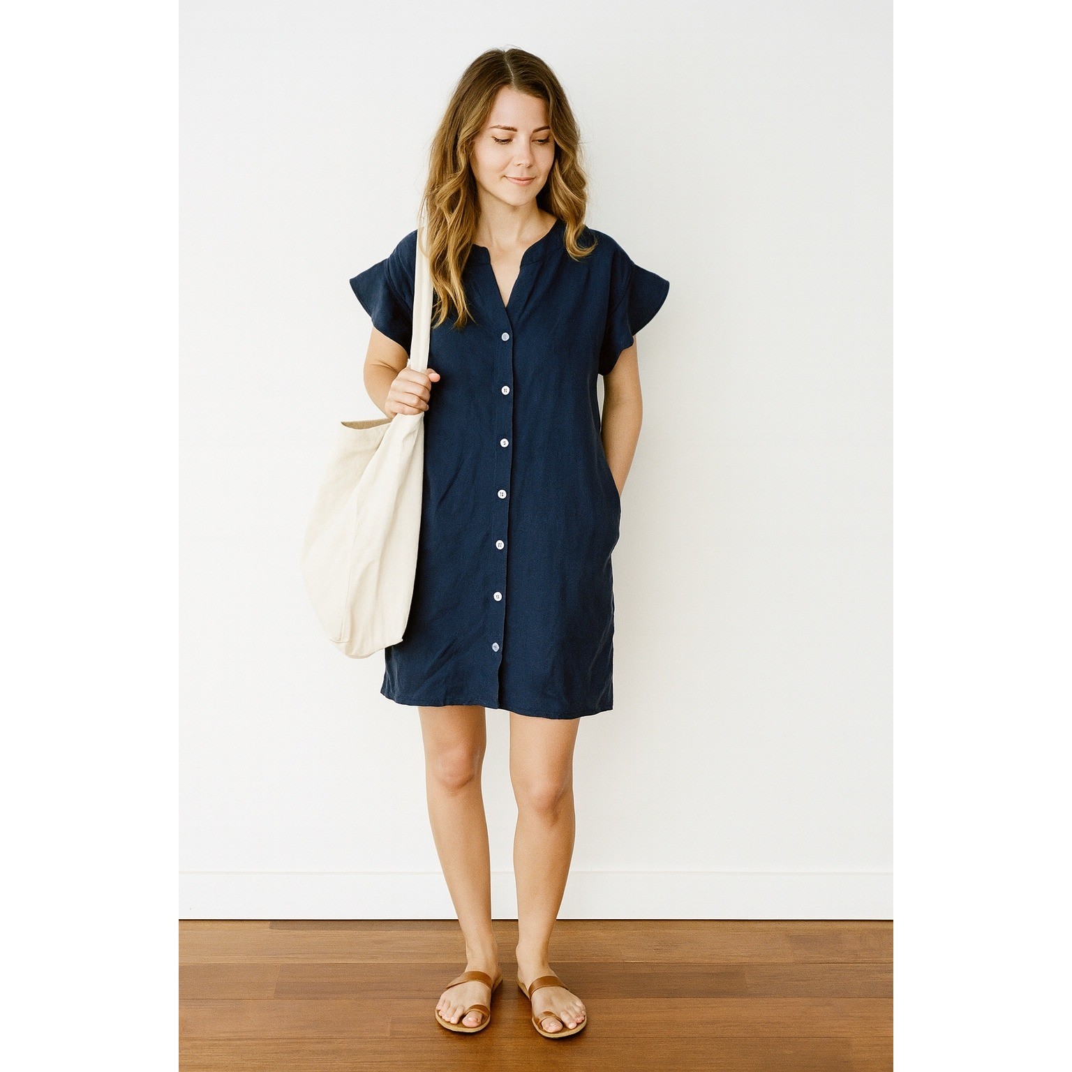 Sancia anthropologie blue linen button front ruffle sleeves size XS vacation