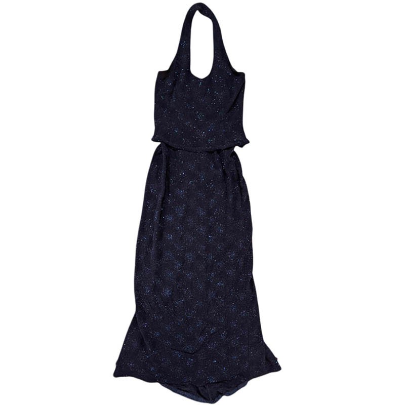 Scott McClintock Millennium 2000 Halter Gown Womens 12 Blue Sparkle Sequin Y2K