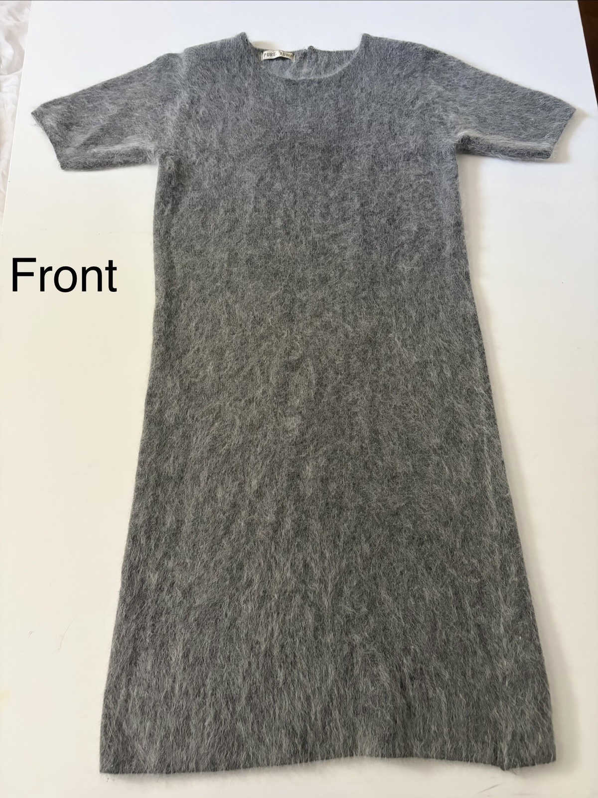 Vintage Japanese Dress, Mohair Angora, Short Sleeve Knee-Length Dress LARGE