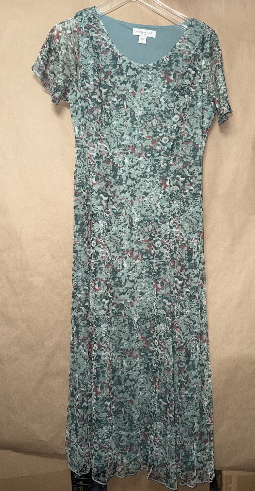 Coldwater Creek Women’s Meadow Charm Mesh Dress Light Frosted Thyme Small