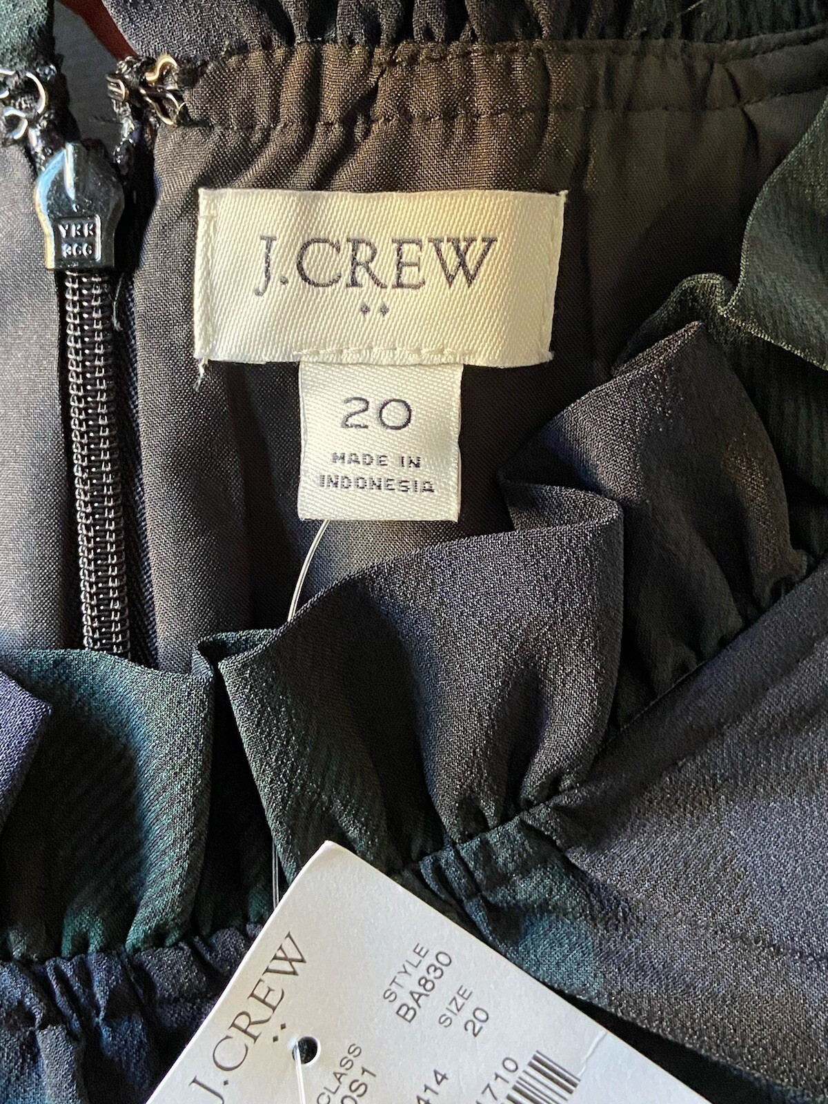 J. Crew Factory Ruffleneck Shift Dress Green & Black Watch Tartan Plaid Size 20