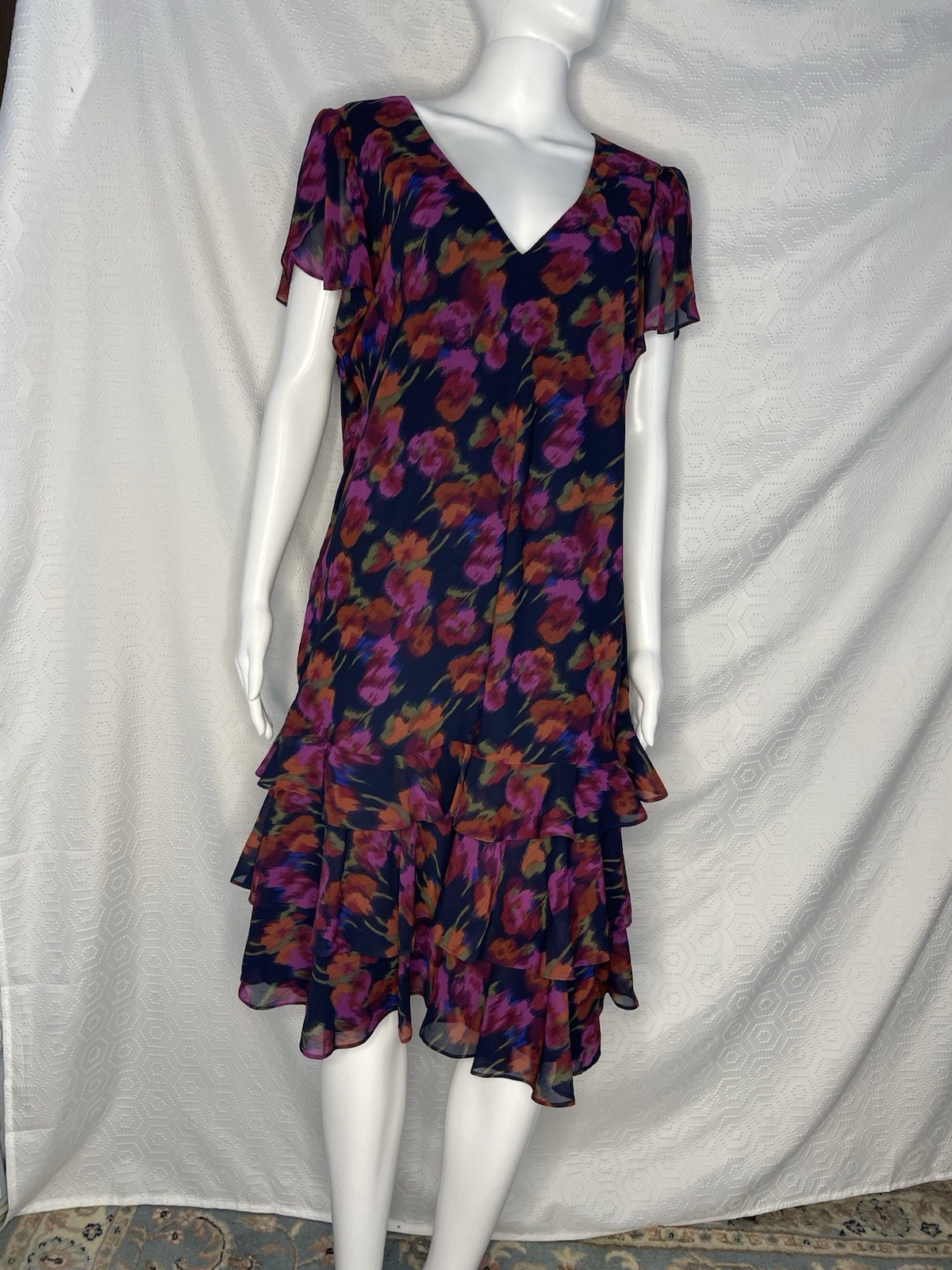 Lauren Ralph Lauren Women’s Floral Georgette Drop-Waist Dress, Blue Multi 14