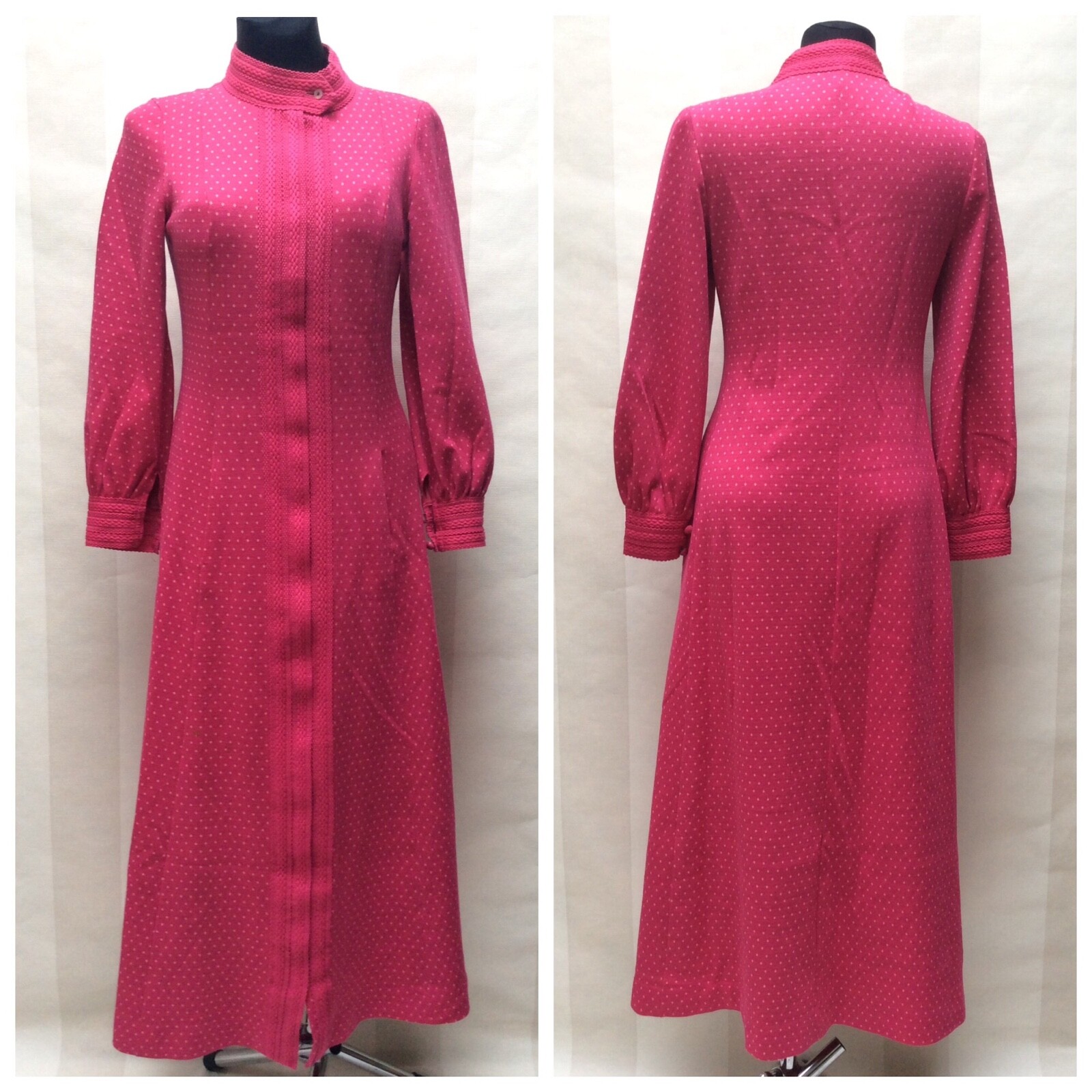 Vintage 70s HANRO of Switzerland SIESTA Maxi Dress Kaftan Wool Blend, size 40, M