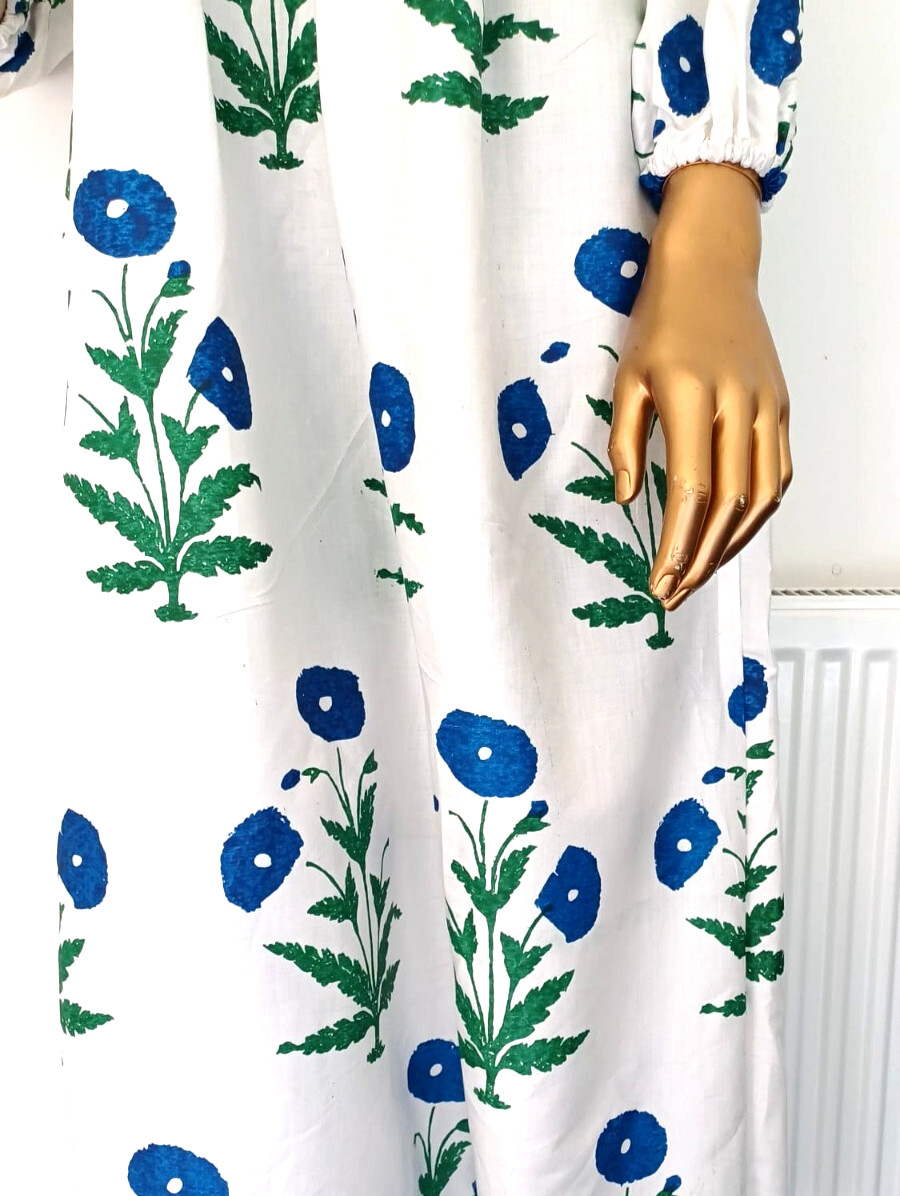 Indian Hand made Block Print Organic Cotton Floral Dress for Women All Seasons