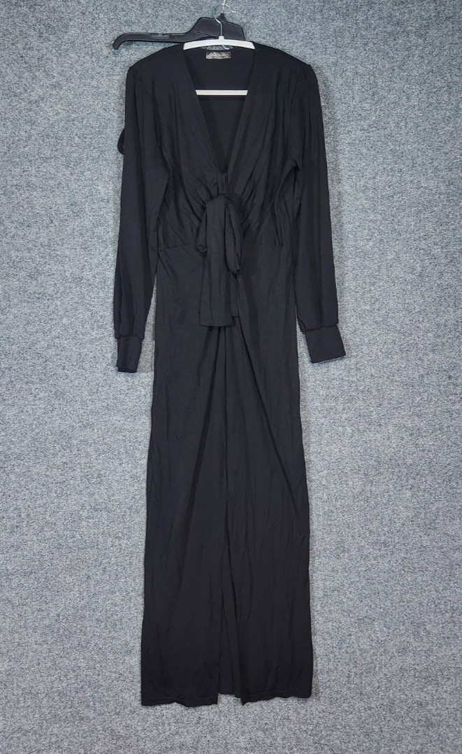 PRETTYGARDEN Womens Maxi Dress XL Black V-Neck Viscose Blend Long Sleeve