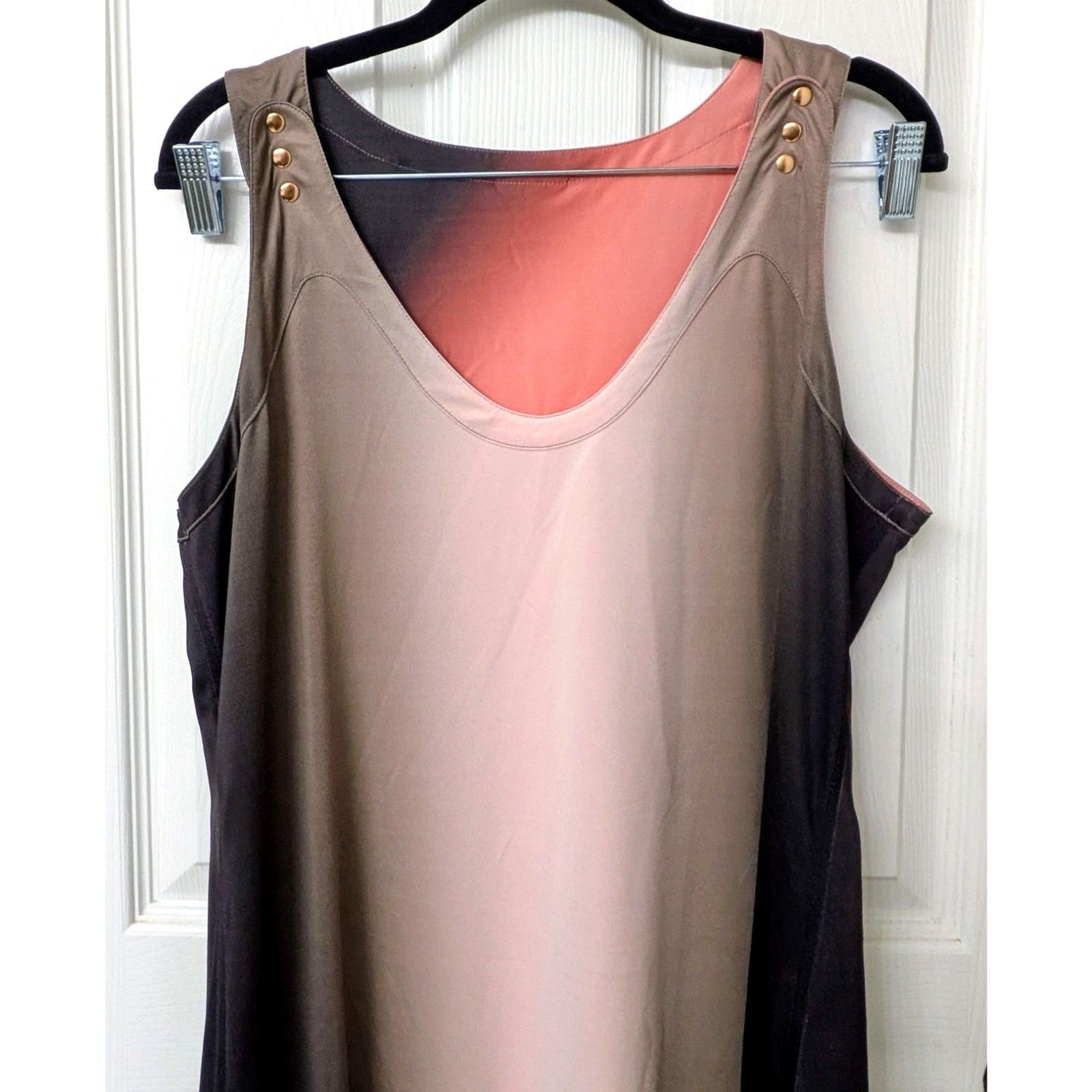 Reversible & Adjustable V-Neck Dress in Dark Grey, Pink & Yellow | SZ Large