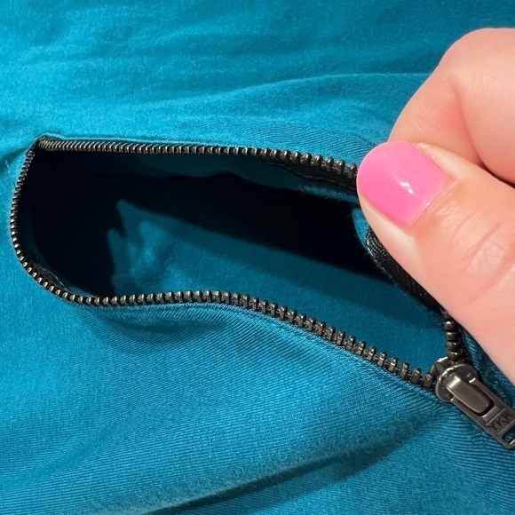 eShakti Custom Black Teal Colorblock Asymmetrical Zipper Dress Women Size 14