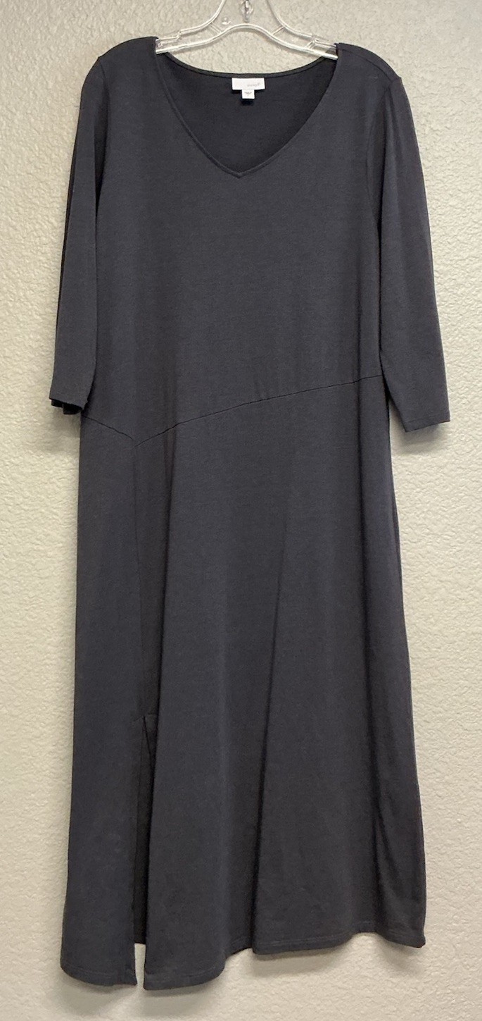 J Jill Pure Jill Dress Gray Cotton Modal Shift Lagenlook Women’s Size Large