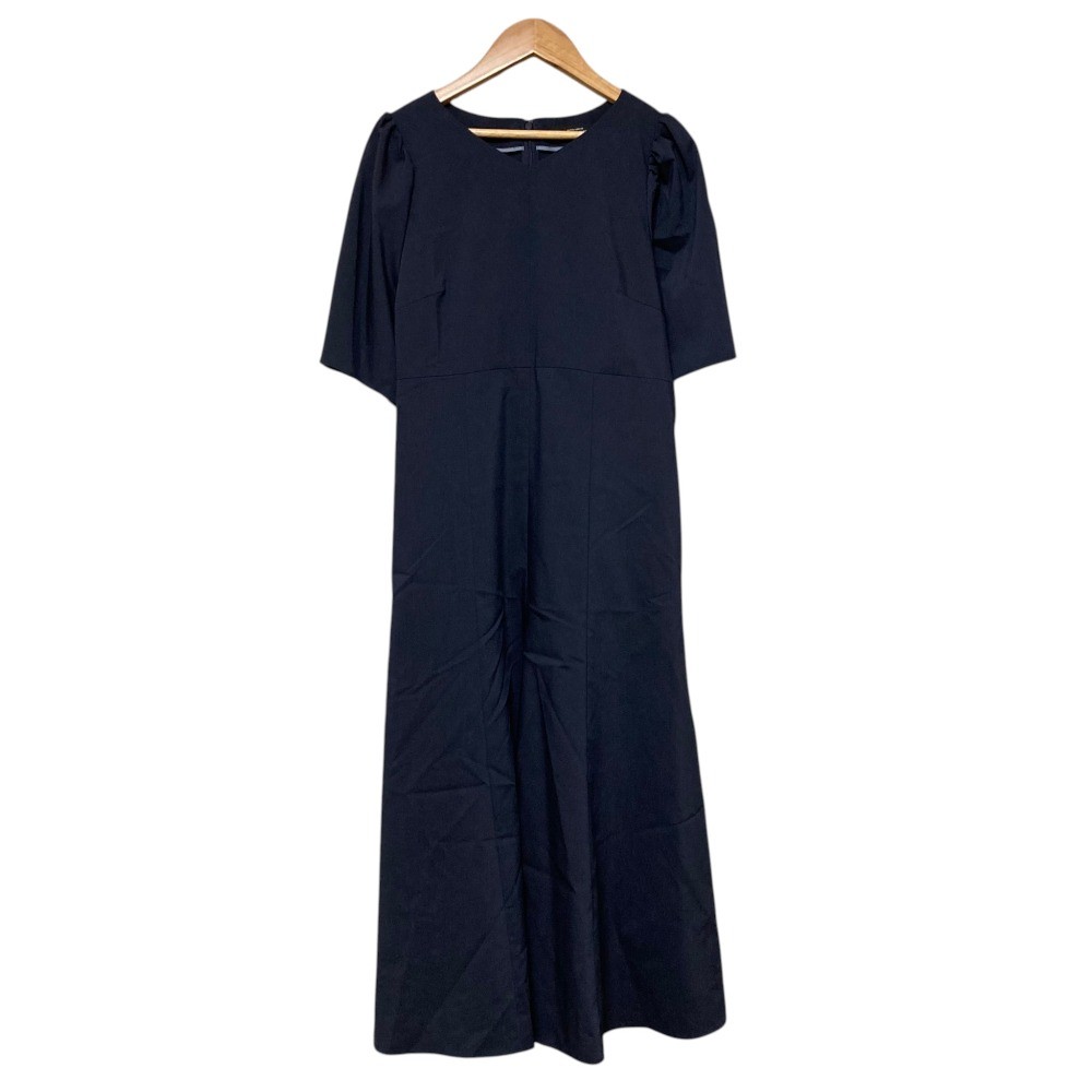 GREEN LABEL RELAXING (UNITED ARROWS) Gathered Puff Sleeve Dress, Navy Women USED