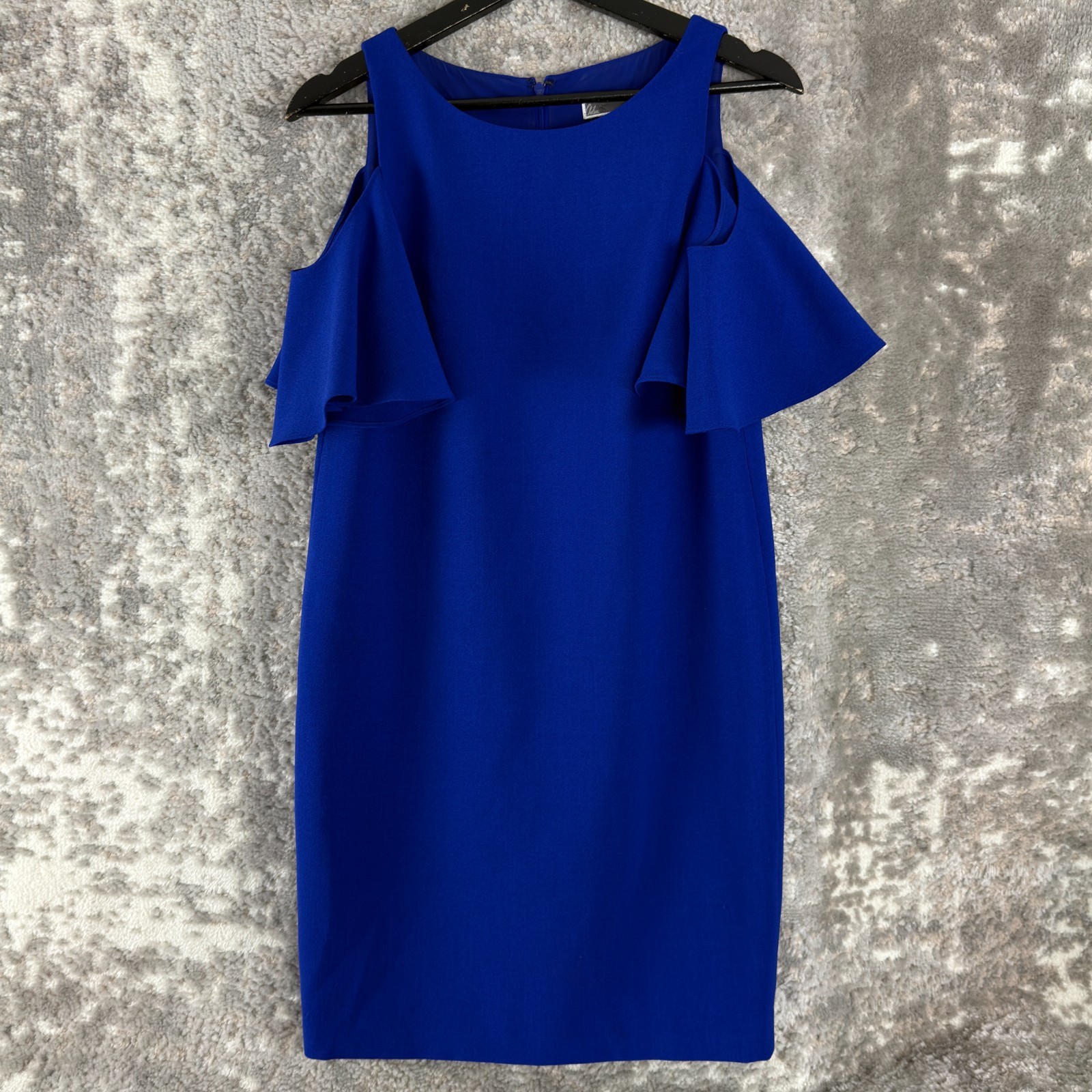 Chelsea28 Size XS Minimalist Cold Shoulder Stretch Mini Sheath Dress Blue Zip