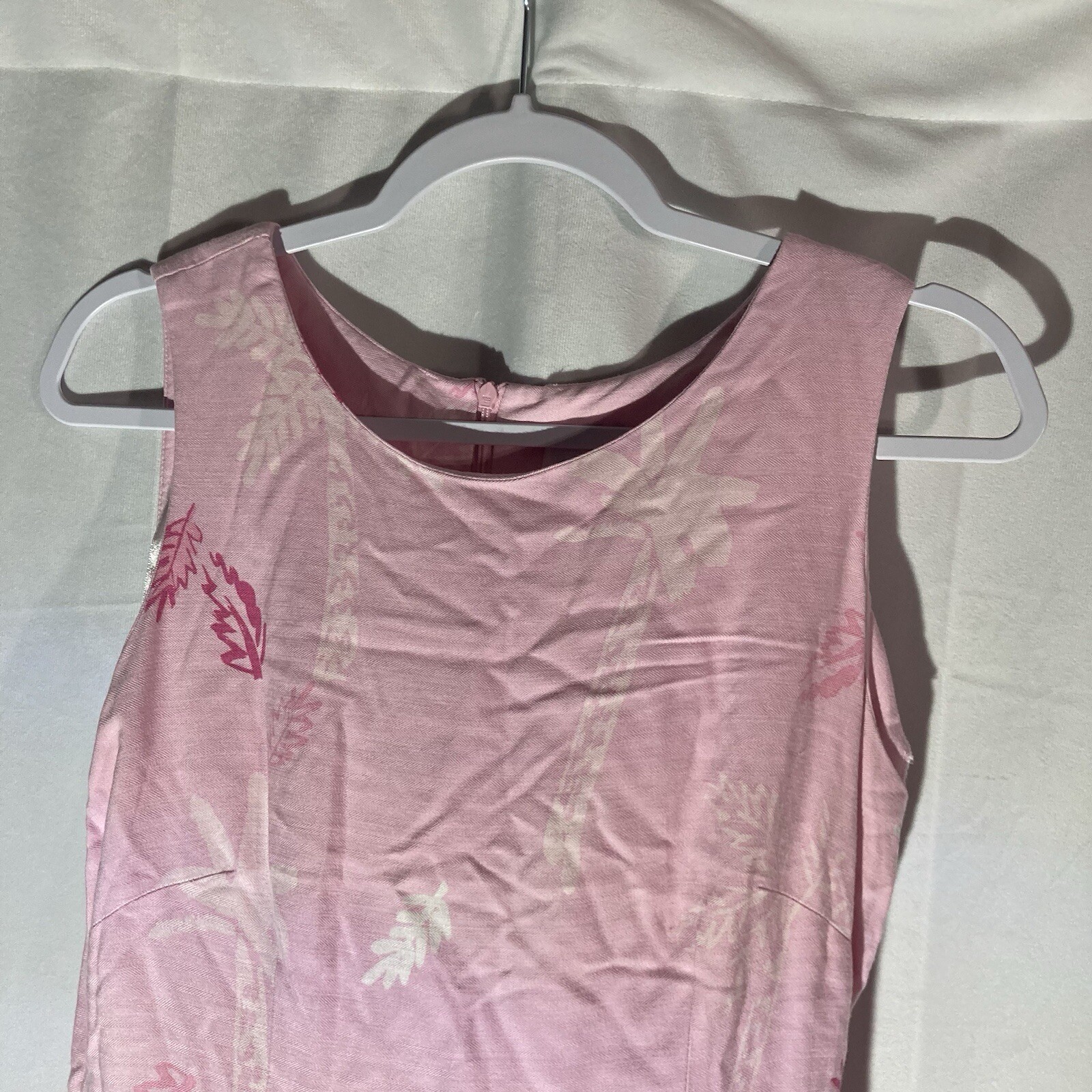 K STUDIO pink multicolor beach scene sleeveless rayon shift dress 8