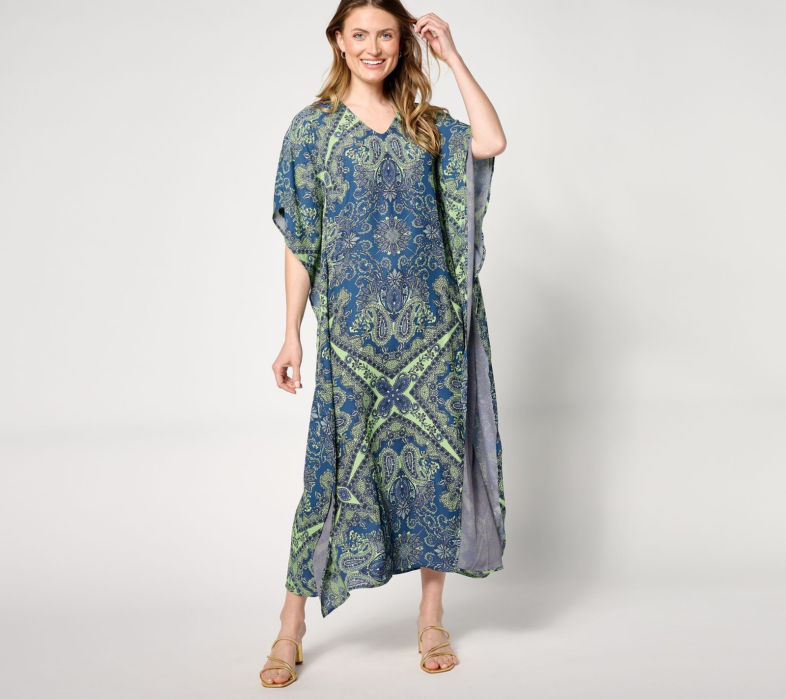 Belle by Kim Gravel Bellisima Regular Boutique Resort Poncho Dress Twilight 2X N