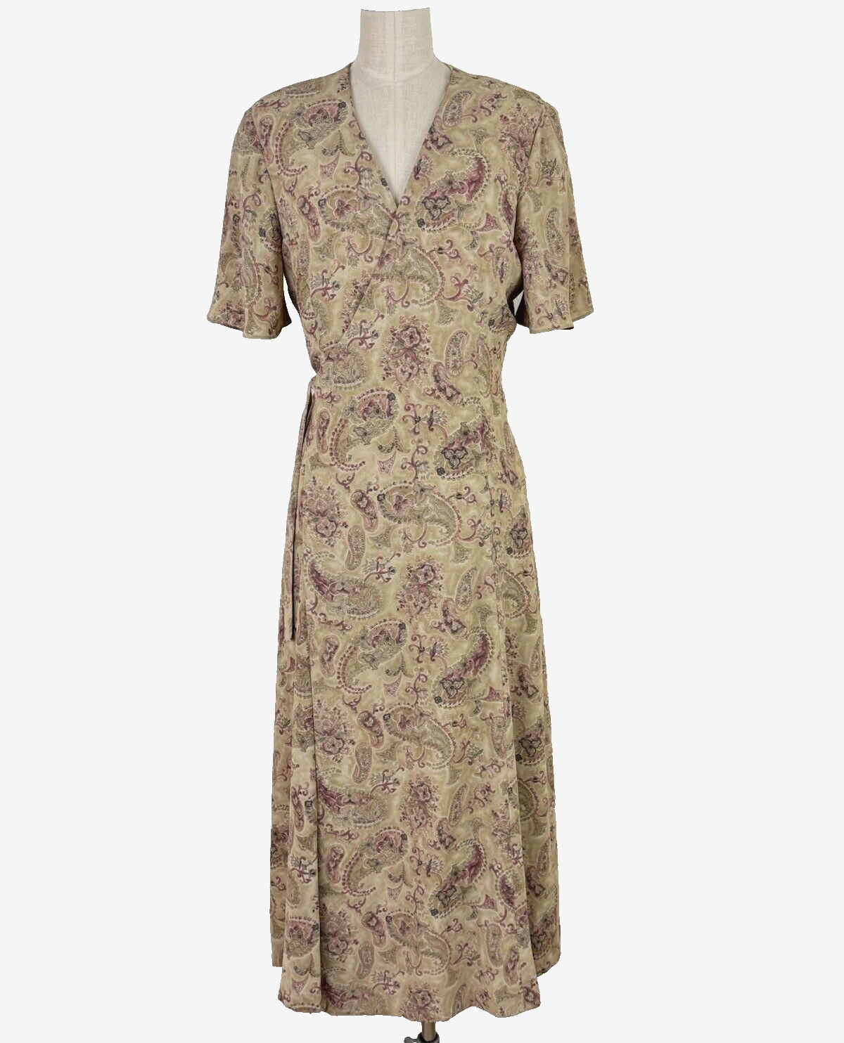 VTG Liz Claiborne Collection Wrap Dress Long Midi Floral Paisley Size 8 Romantic