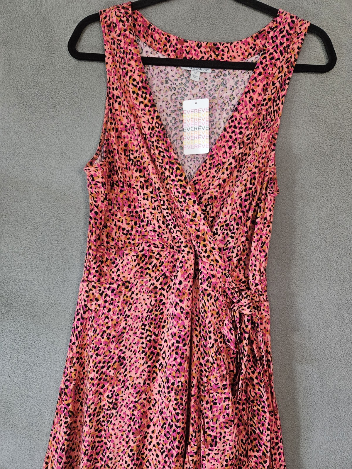 NWT Evereve Allison Joy Womens Medium Maxi Dress Wrap Pink Cheetah Glenna Tank
