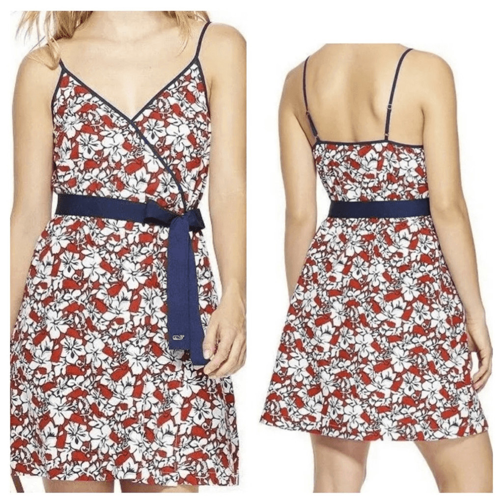 Vineyard Vines for Target Women’s Hibiscus Whale V-Neck Wrap Dress Size XS