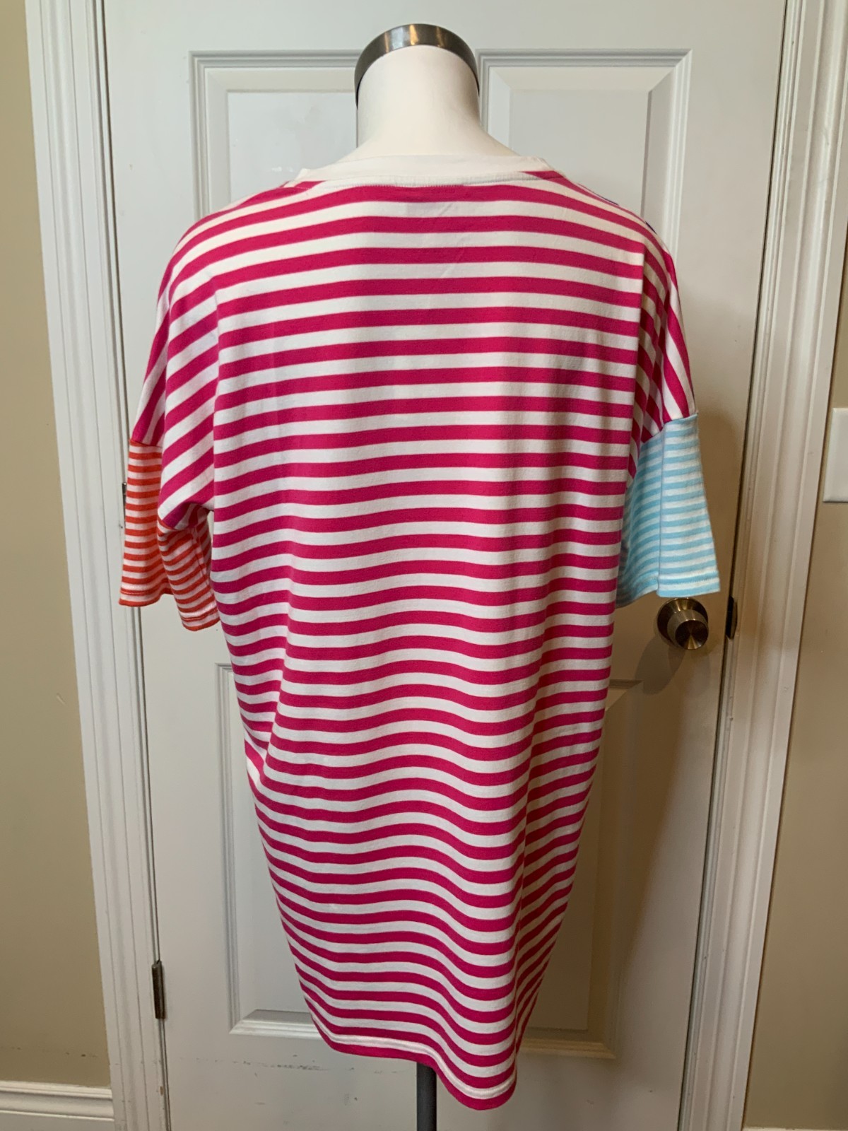 Solid & Striped Jourdan T-Shirt Dress Pink Blue White Striped NWT $128, Size S