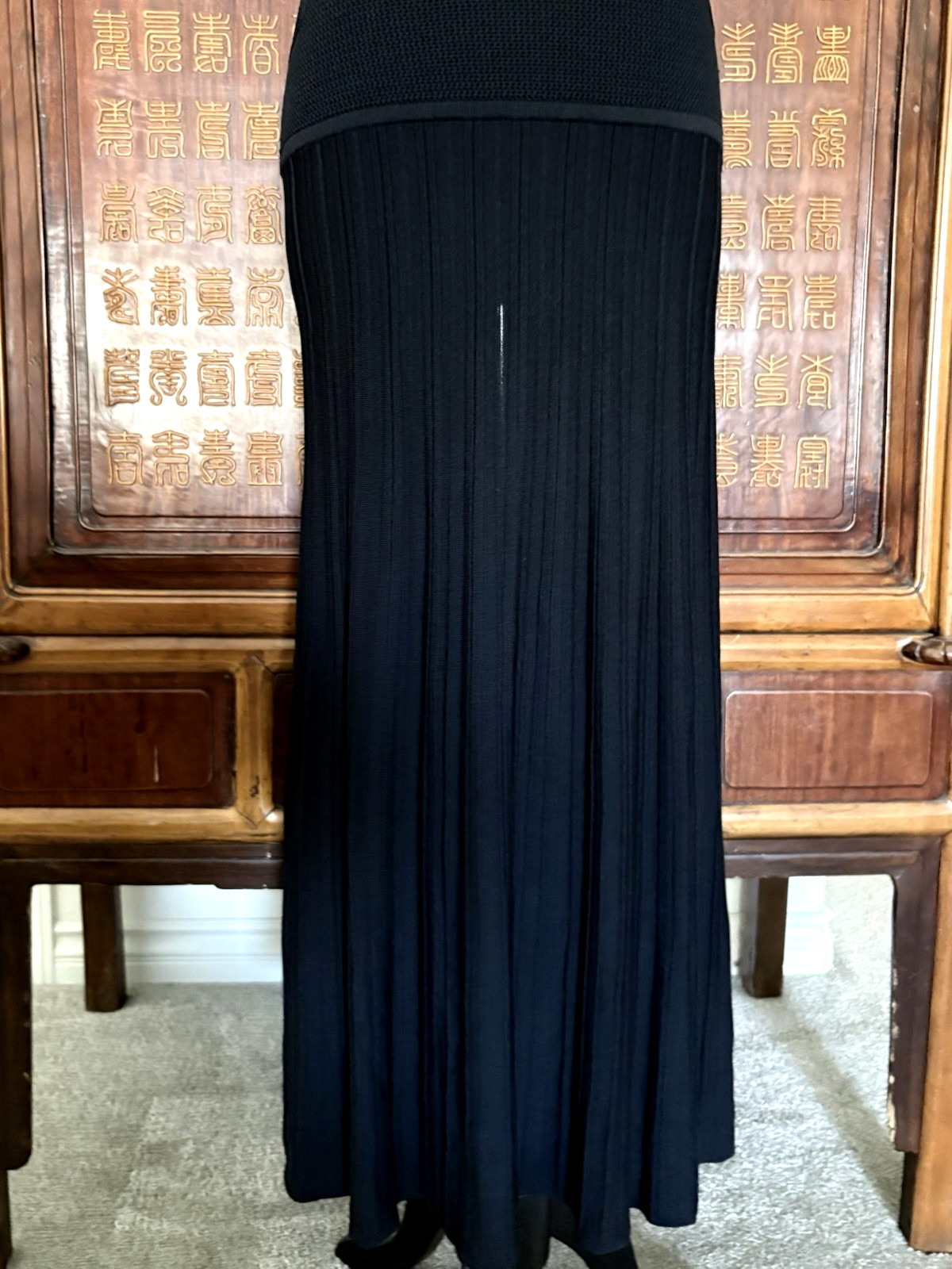 Camila Coelho S Black Embroidered knit combination Sleeveless Fitt &flare Maxi