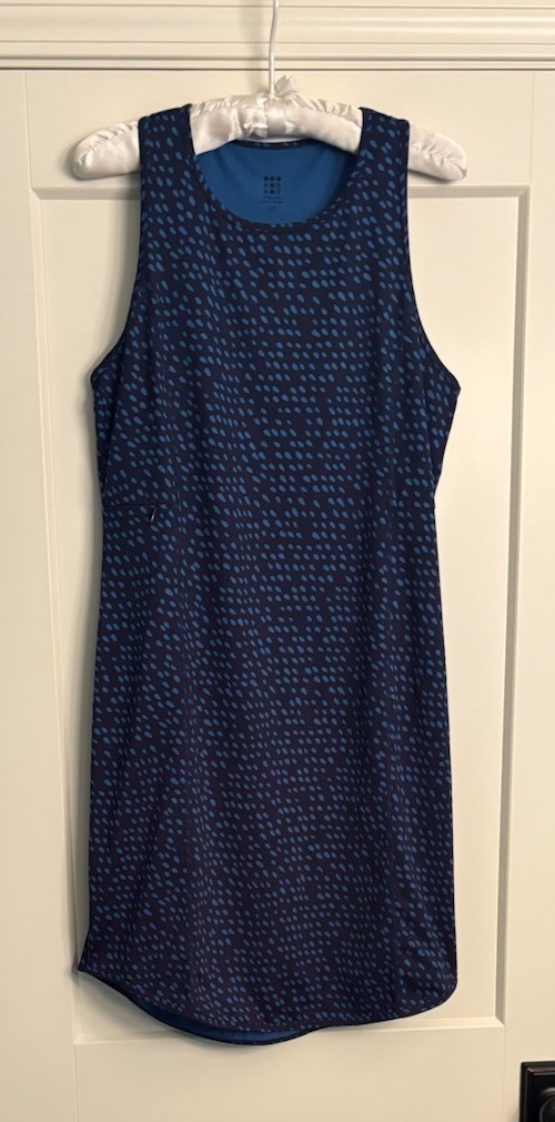 Title Nine Sz M Blue Batik Dot Alpha Racerback Tank Dress