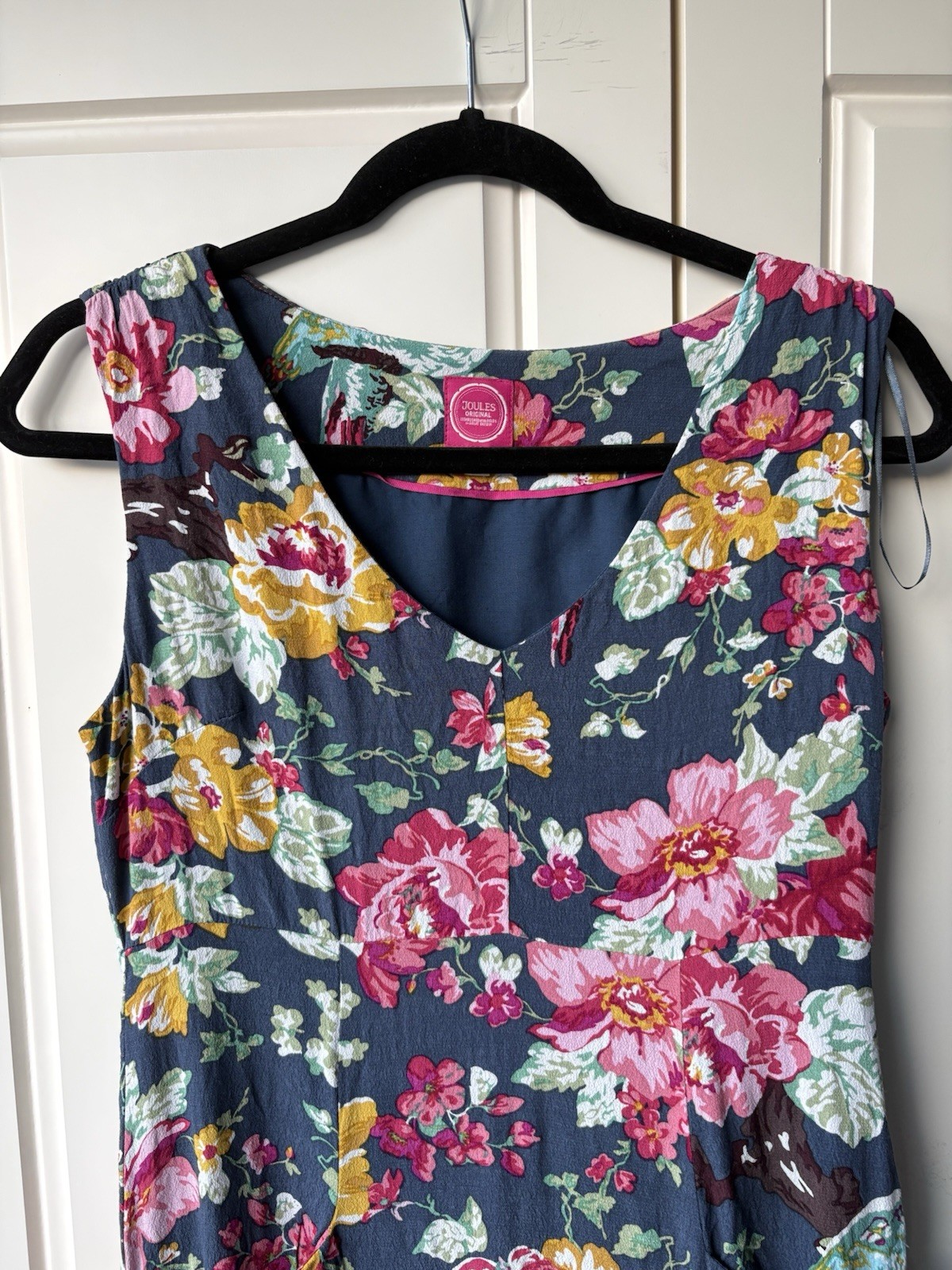 Joules Original Blue Floral Sunbird Dress Size 10 Tropical Bird Summer